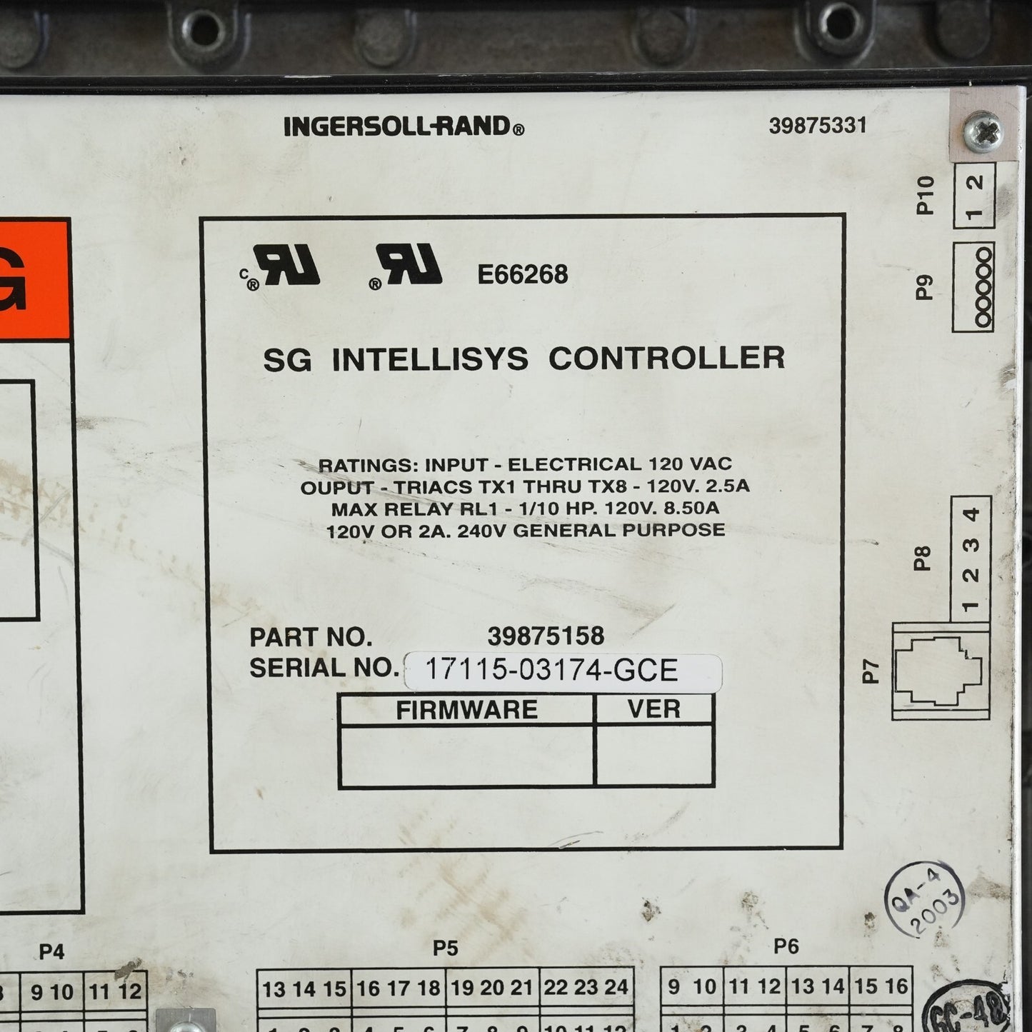 IngersoII Rand Intellisys 39875158 Control Panel Compressor
