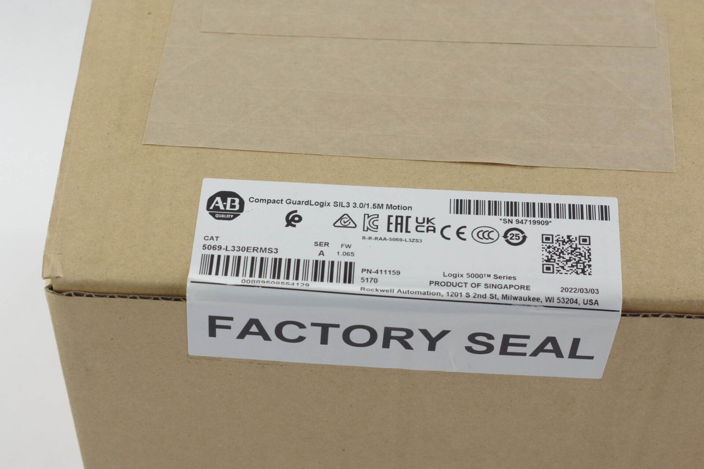 2022 Allen Bradley 5069-L330ERMS3 /A GuardLogix 5380 Processor - Sealed Surplus