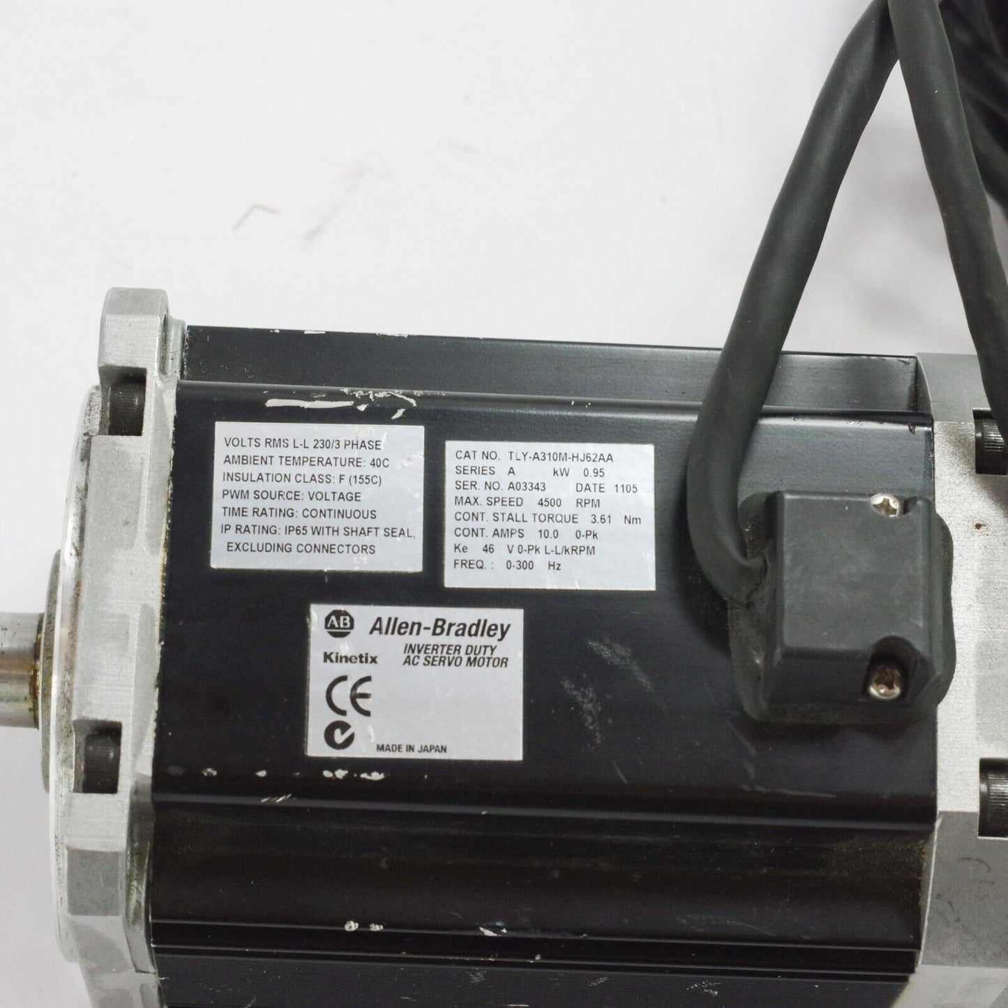 Allen Bradley TLY-A310M-HJ62AA Servo Motor .95kW 16mm Shaft 3PH 230V 10A