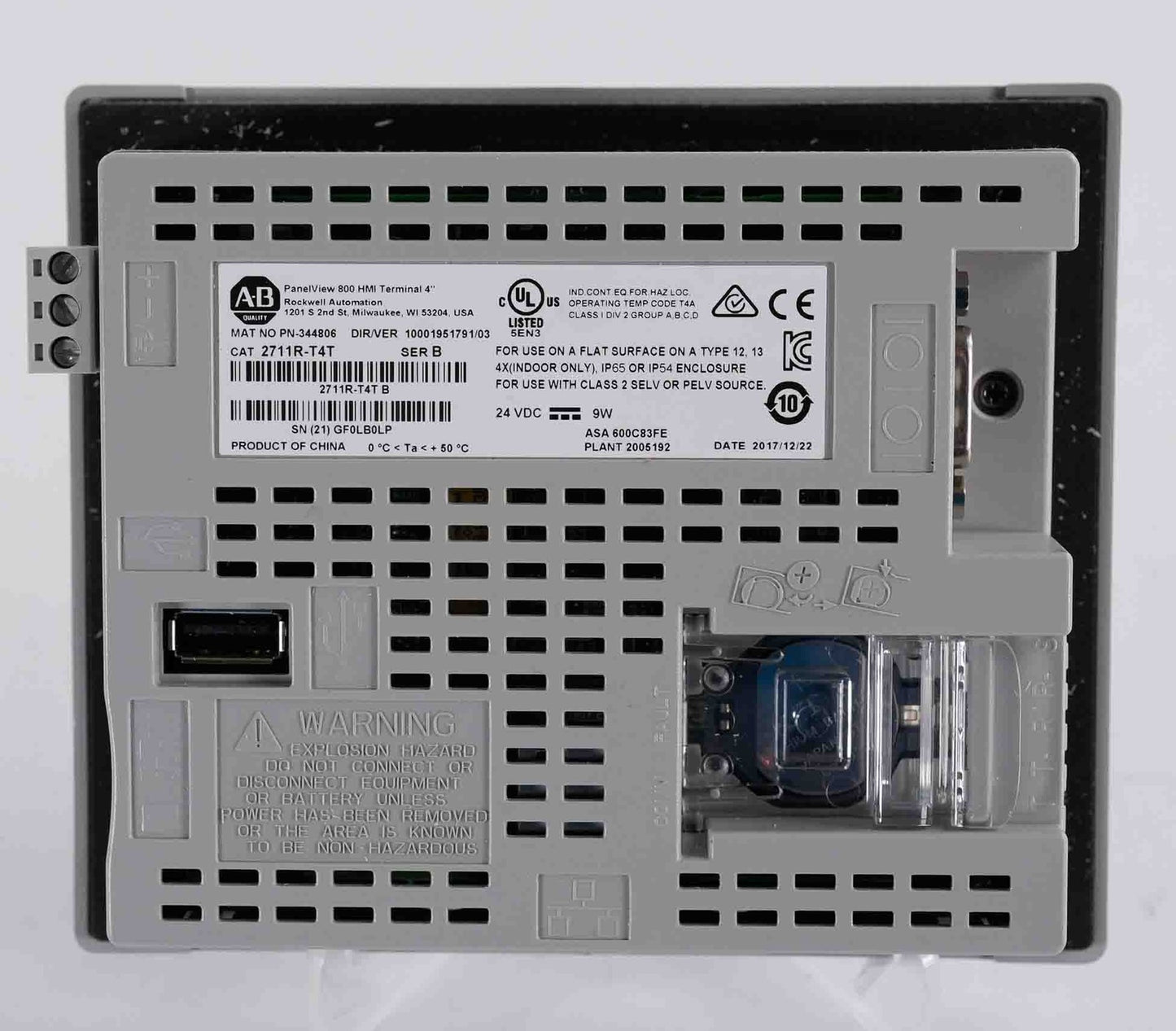 Allen Bradley 2711R-T4T /B PanelView 800 HMI 4" Display Panel 2711RT4T