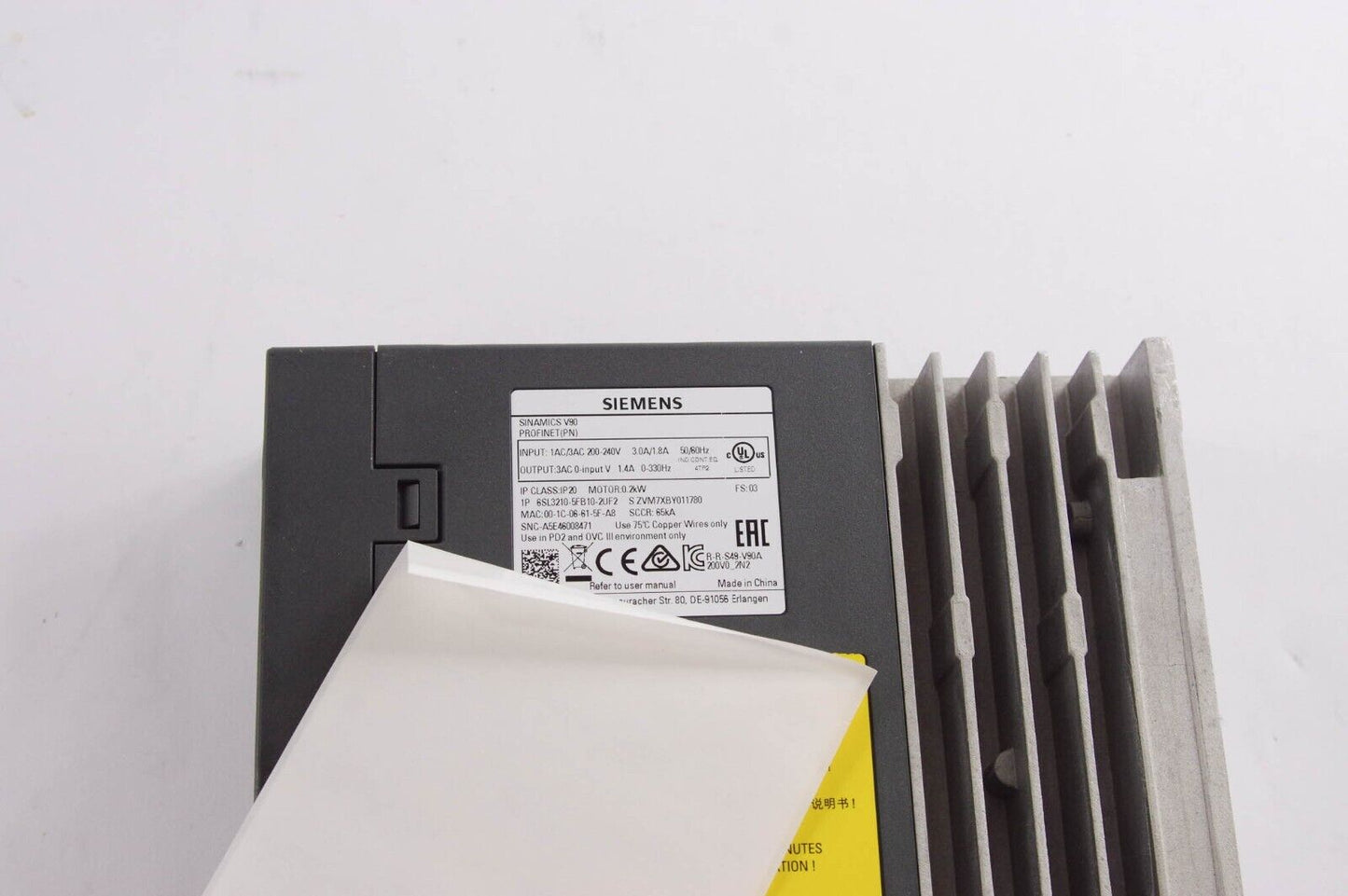 SIEMENS 6SL3210-5FB10-2UF2 / 6SL32105FB102UF2 SINAMICS V90 PROFINET(PN)