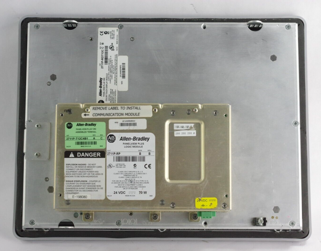 Allen Bradley 2711P-T12C4B1 Ser A PanelView Plus 1250 w/ 2711P-RP/B Logic Module