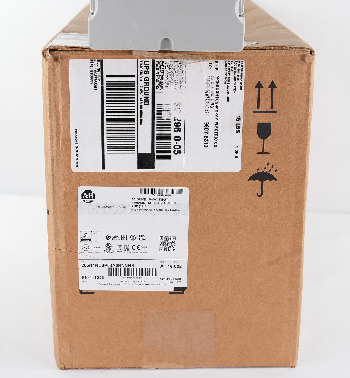 Allen Bradley 20G11ND8P0JA0NNNNN /A PowerFlex 755 AC Drive 480V 5HP 3-Phase