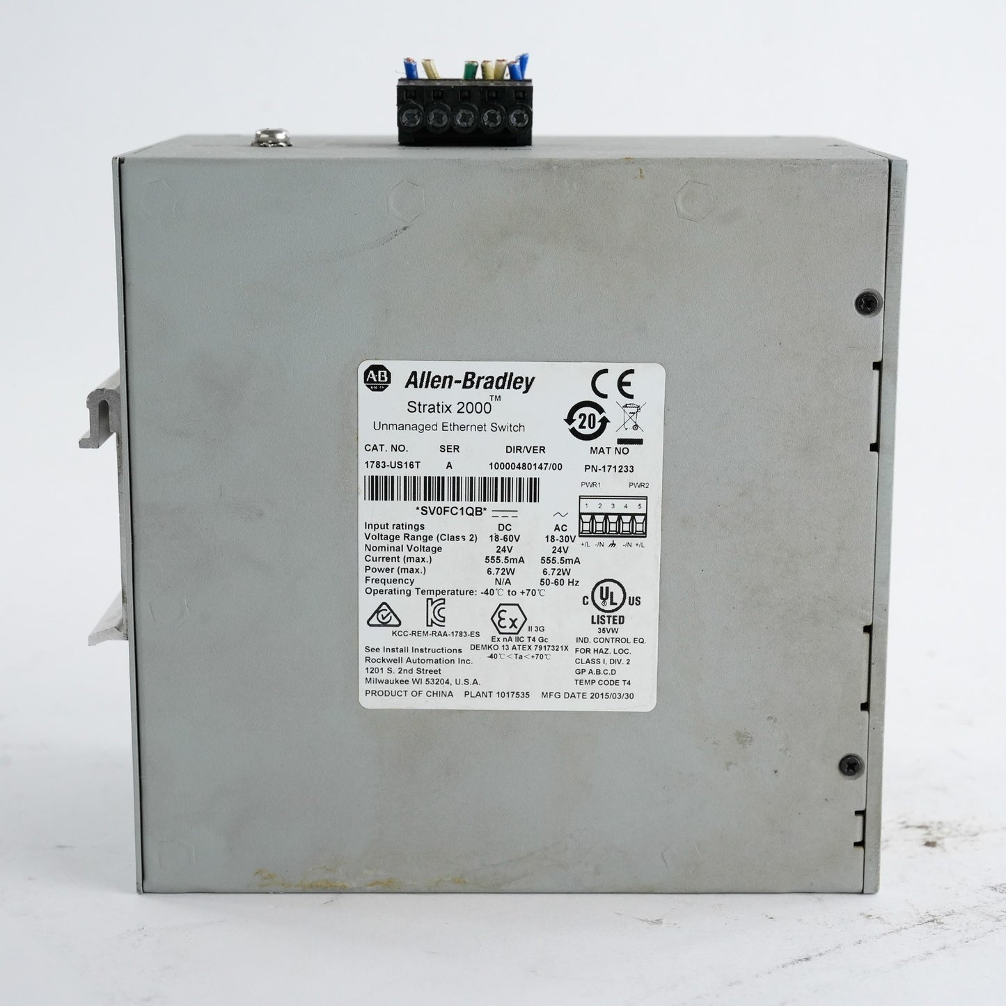 Allen Bradley 1783-US16T /A Stratix 2000 Unmanaged Ethernet Switch 16-Port