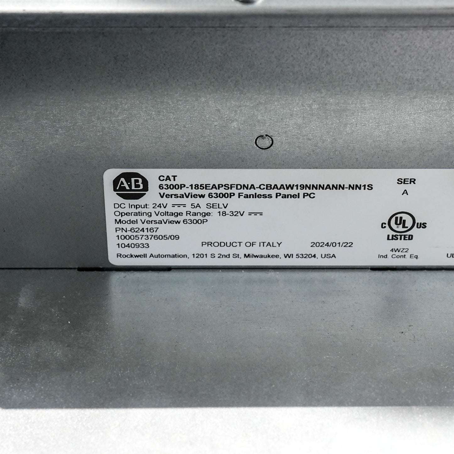 Allen Bradley VersaView 6300P 6300P-185EAPSFDNA-CBAAW19NNNANN-NN1S PC - No HDD