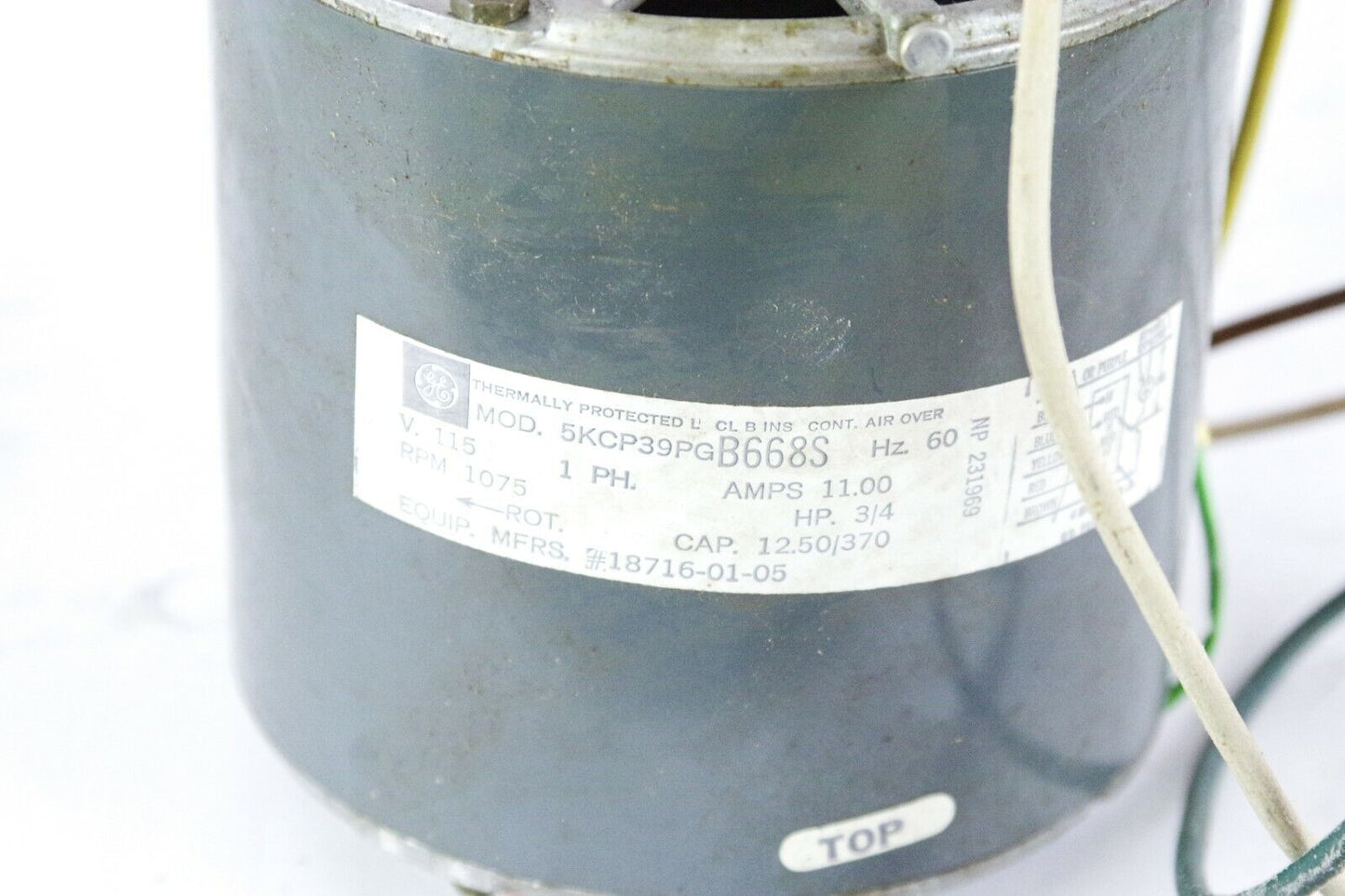 GE 5KCP39PGB6668s 18716-01-05 11A 3/4HP 115V 3 Speed, Blower Motor 1075 RPM