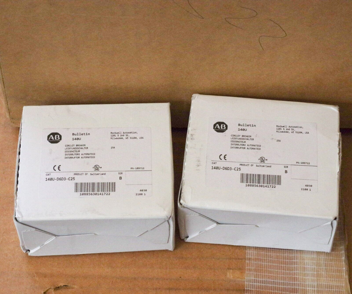 Allen-Bradley 140U-D6D3-C25 Ser B 25A Circuit Breaker