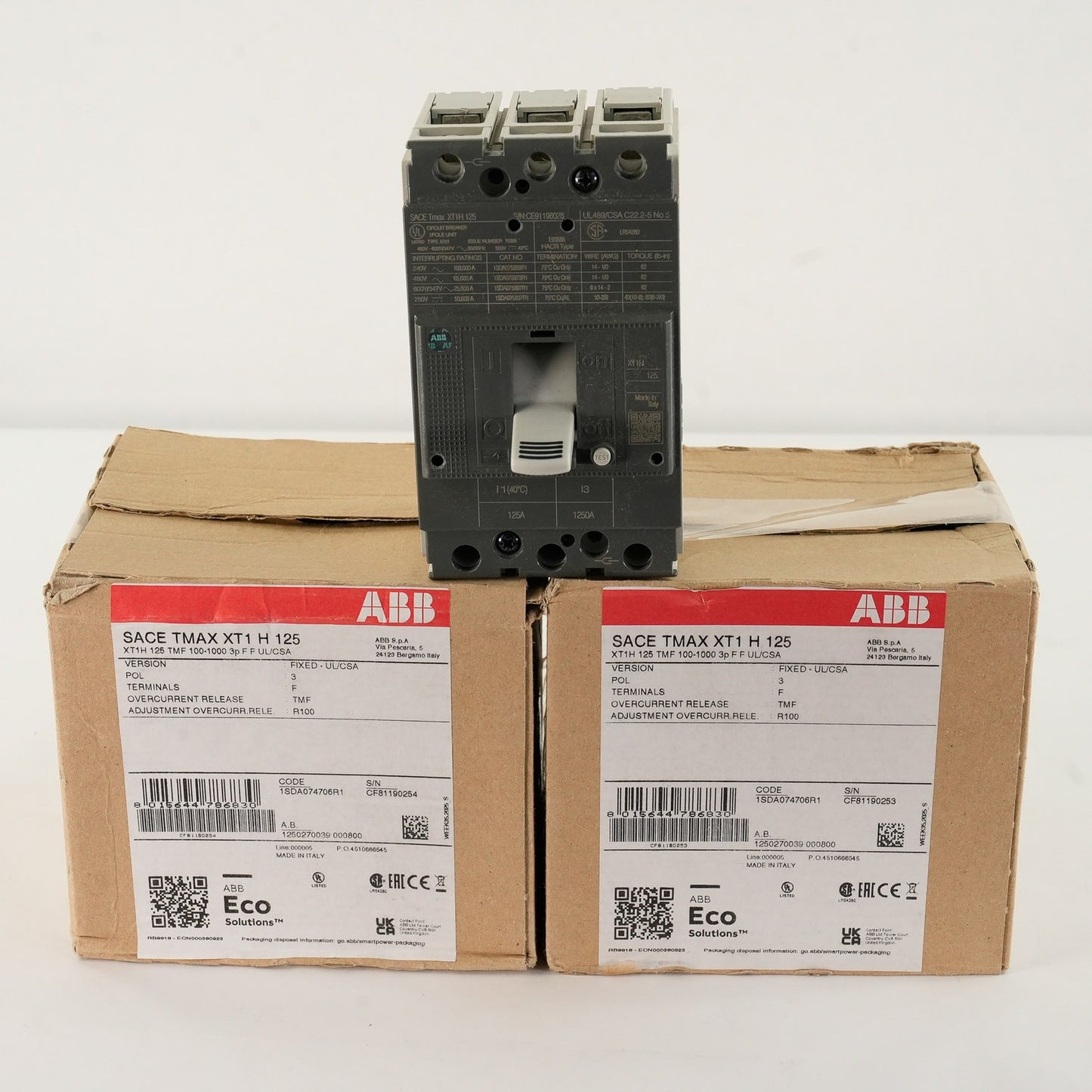 ABB SACE Tmax XT1H 125 3-Pole Circuit Breaker XT1H125