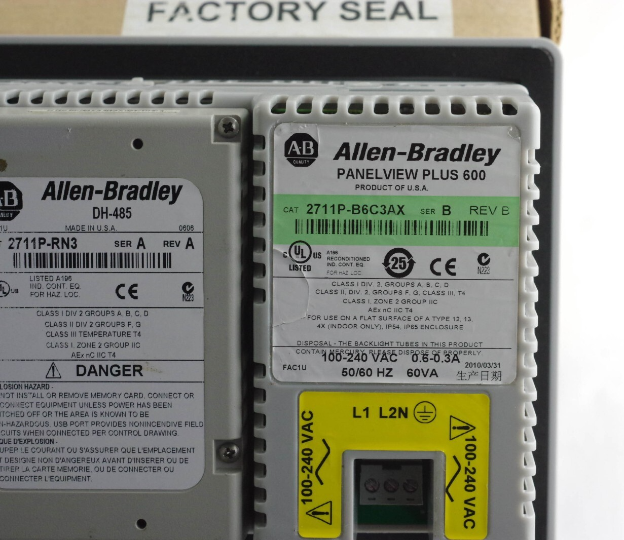 Allen Bradley 2711P-B6C3A /B RN3 Panelview Plus 600 / 2711P-B6C3AX Refurbished