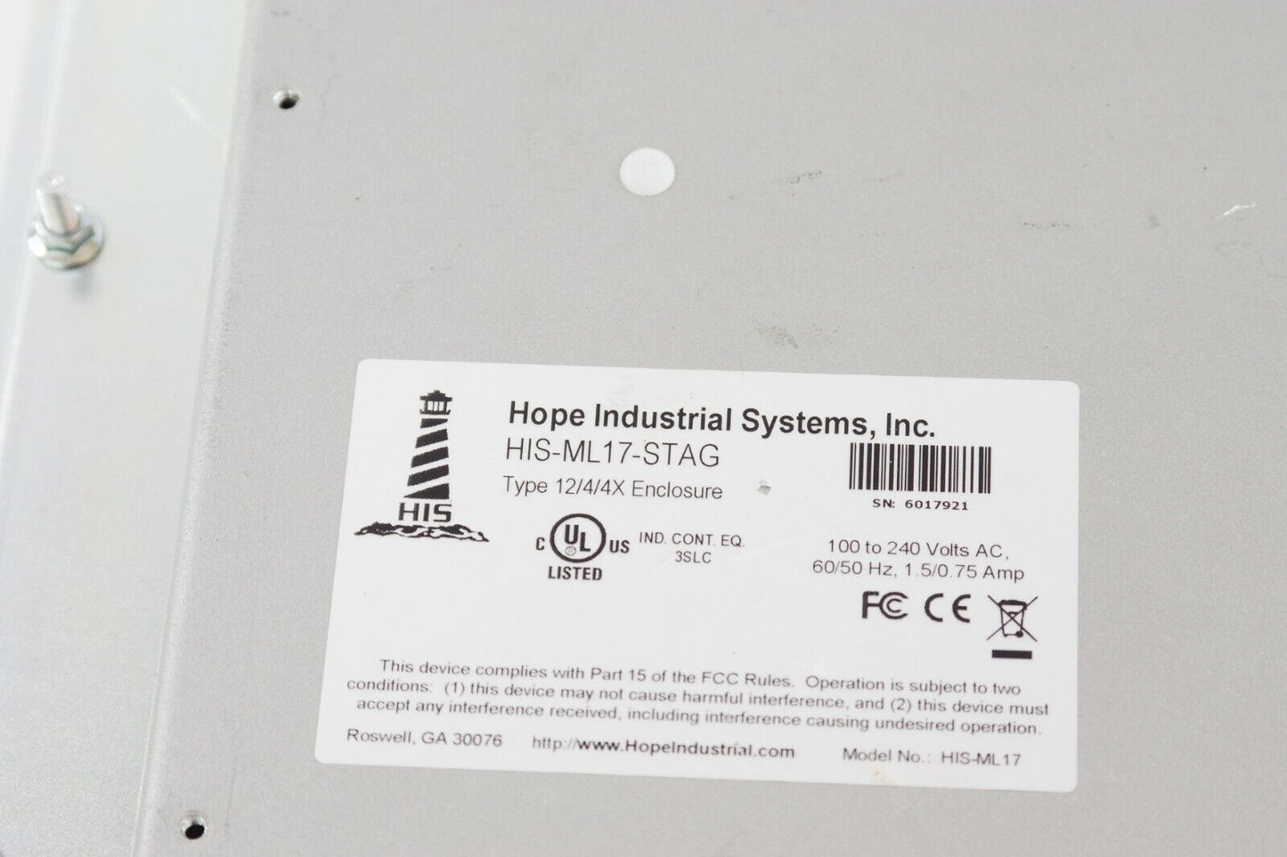Hope Industrial Systems HIS-ML17-STAG / HISML17STAG Operator Interface Monitor