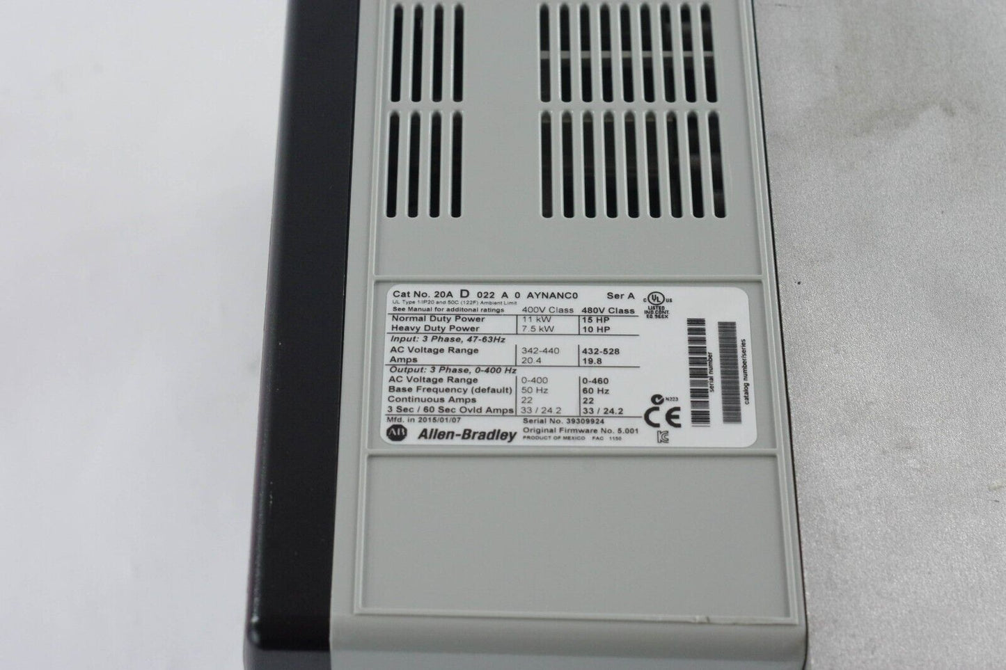 Allen Bradley Powerflex 70 20AD022A0AYNANC0 AC Drive 15HP - Refurbished