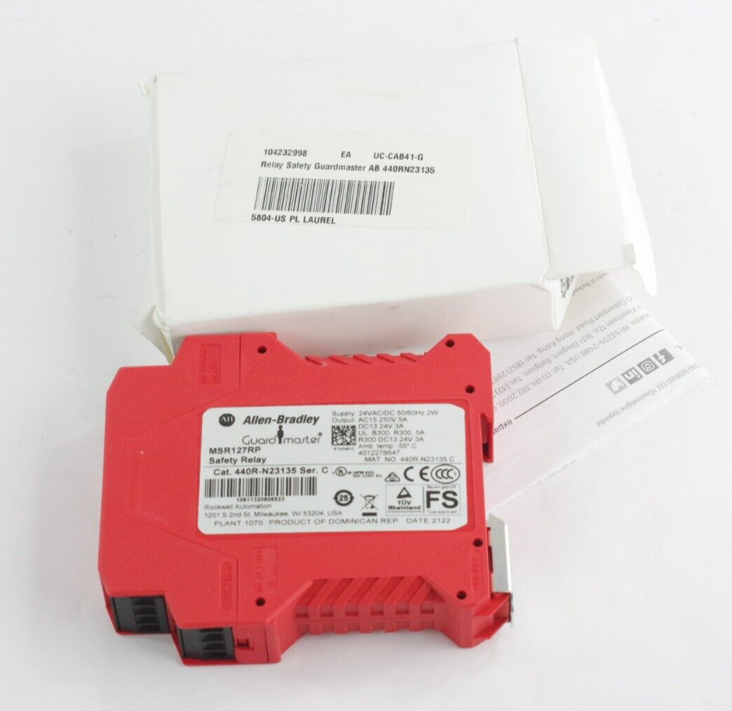 Allen Bradley 440R-N23135 Ser C MSR127RP Safety Relay 2x NC Input 3-Pole Aux 24V