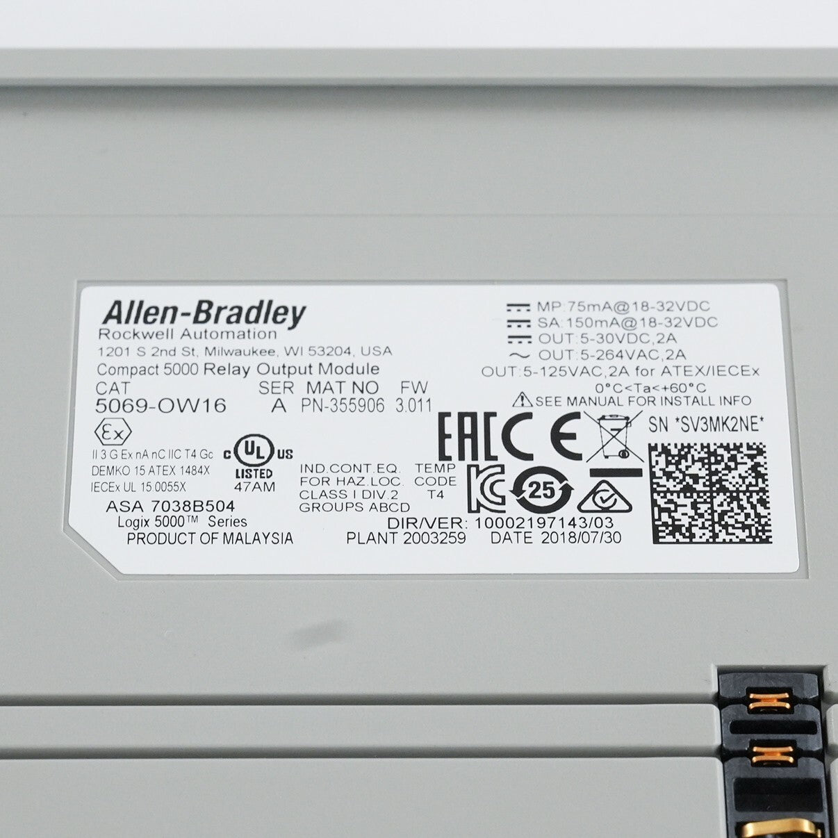 Allen Bradley 5069-OW16 /A CompactLogix 16-Channel Relay Output Module