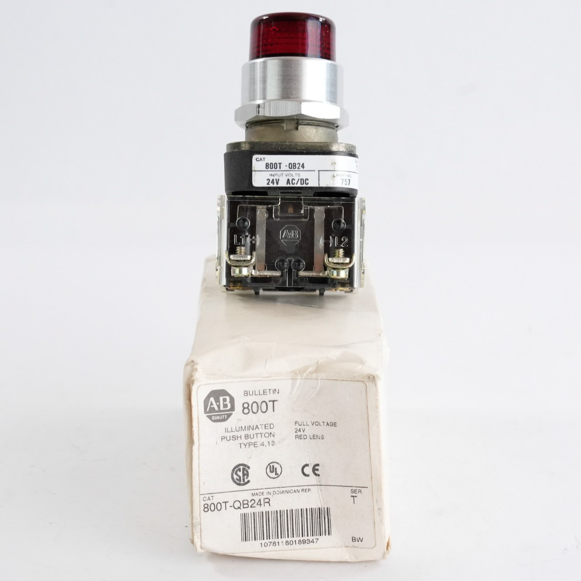 Allen Bradley 800T-QB24R /T Red Illuminated Pushbutton 800TQB24 - Open Box