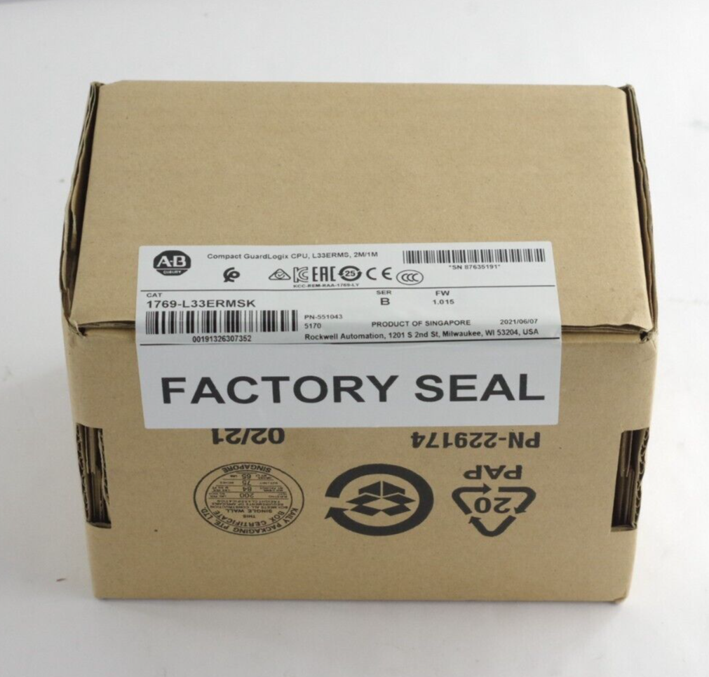 Allen Bradley 1769-L33ERMSK Ser B Compact GuardLogix CPU 2M/1M Sealed Surplus