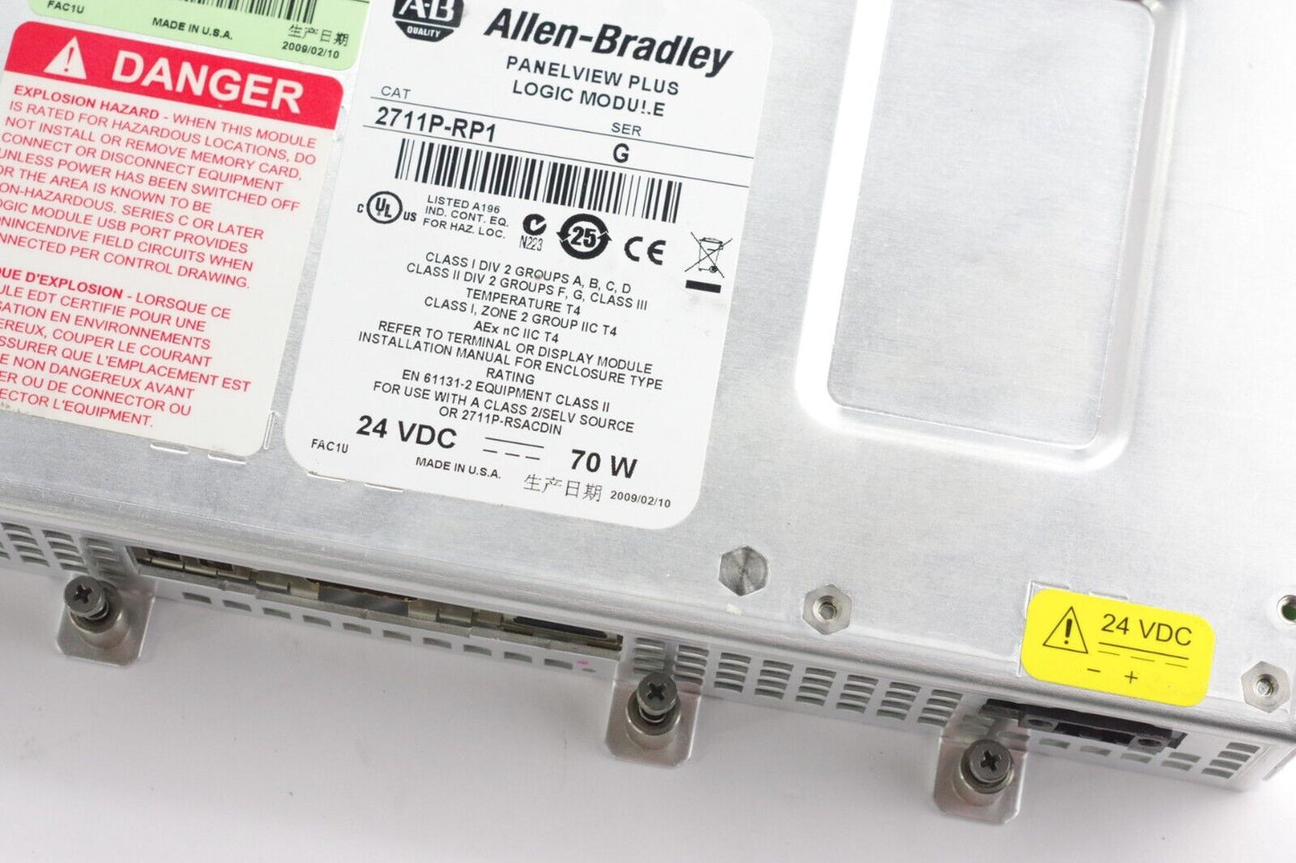 2009 Allen Bradley 2711P-RP1 Ser G Panelview 1000 Logic Module 2711PRP1 /G