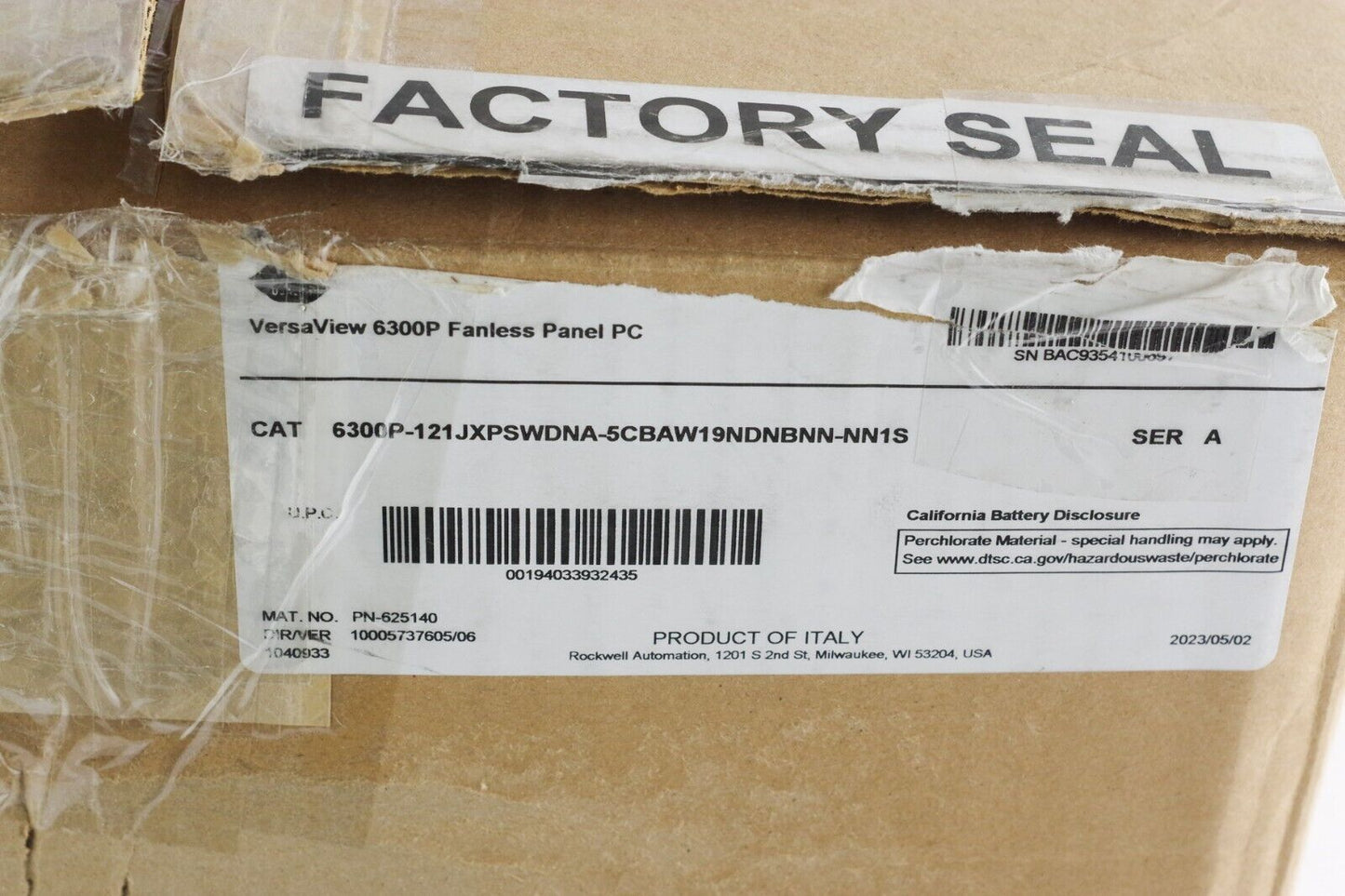 Allen Bradley VersaView 6300P-121JXPSWDNA-5CBAW19NDNBNN-NN1S Ser A - Open Box