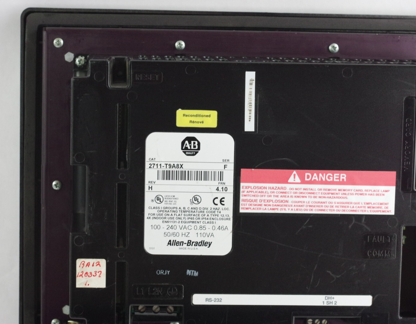 Allen Bradley 2711-T9A8 / 2711-T9A8X Ser F Rev H FRN 4.10 PanelView 900 Terminal