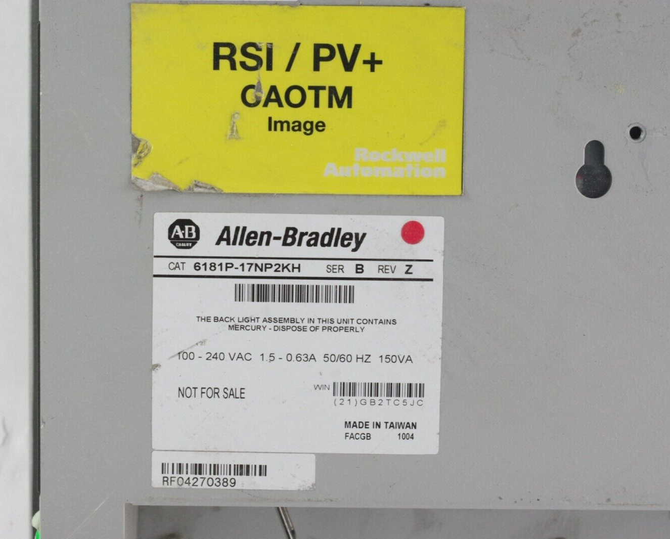 Allen Bradley 6181P-17NP2KH /B Rev Z VersaView 1700P Industrial PC - For Parts