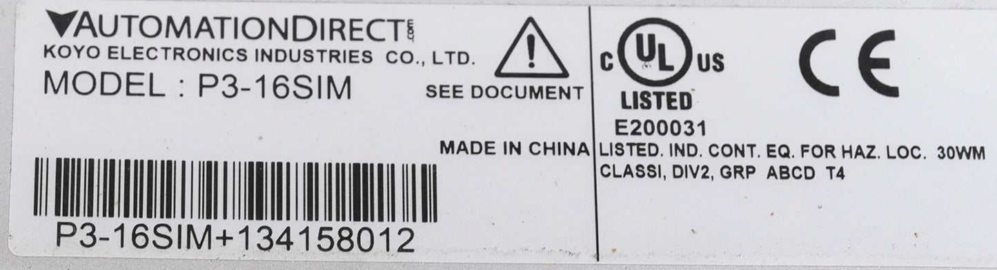 AutomationDirect Productivity3000 P3-16SIM 16-Pt Simulator Input Module P316SIM