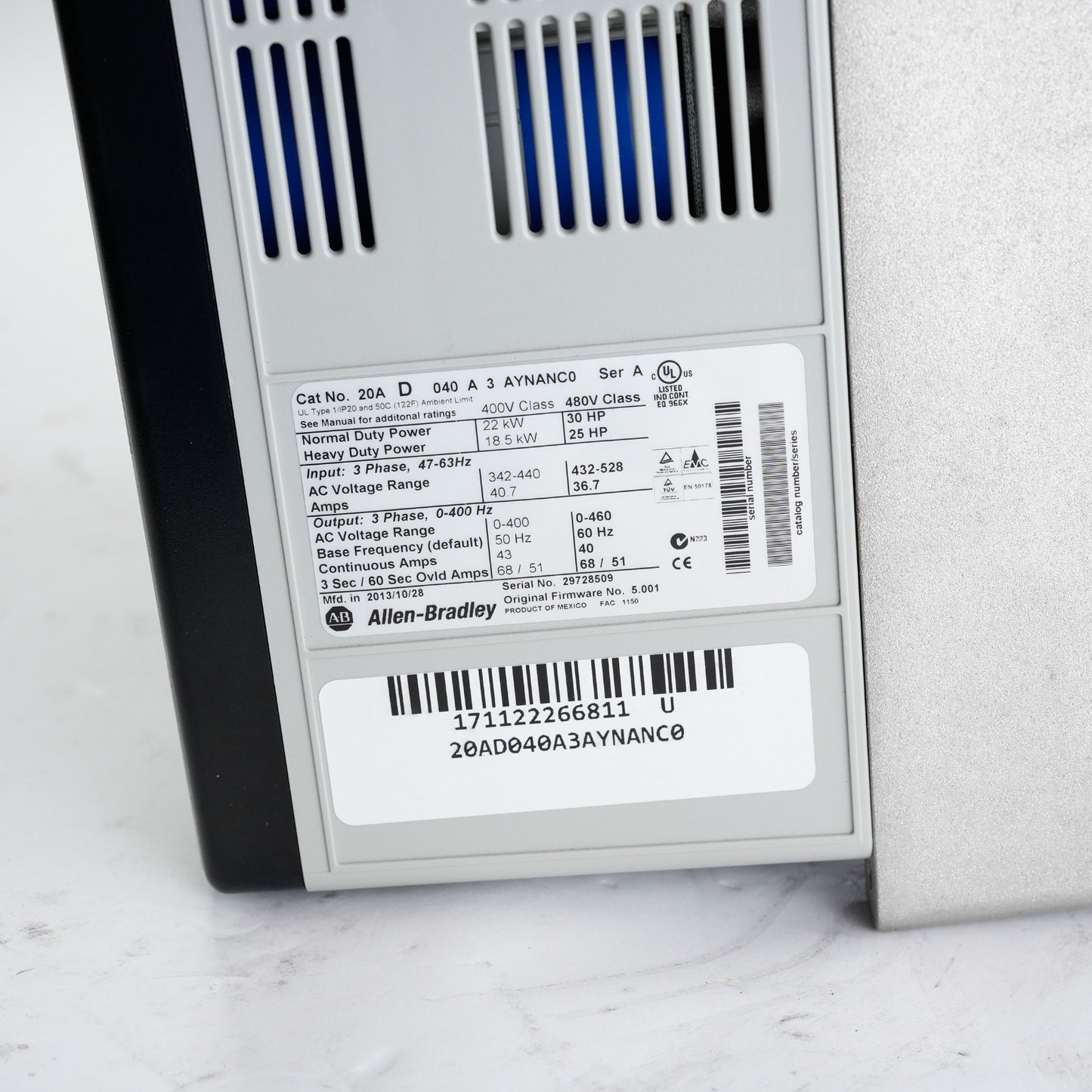 Allen Bradley 20AD040A3AYNANC0 Powerflex 70 AC Drive - Refurbished + 1 year WTY