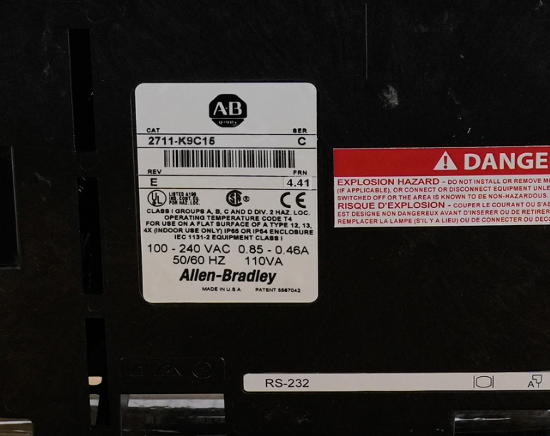 Allen Bradley 2711-K9C15 Ser C Rev E FRN 4.41 Panelview 900 Terminal Refurbished
