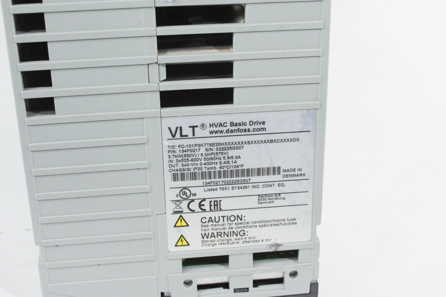 DANFOSS VLT HVAC BASIC Drive FC-101p3k7T6E20H 134F0217 5hp FC-101 3.7 KW / 5.0