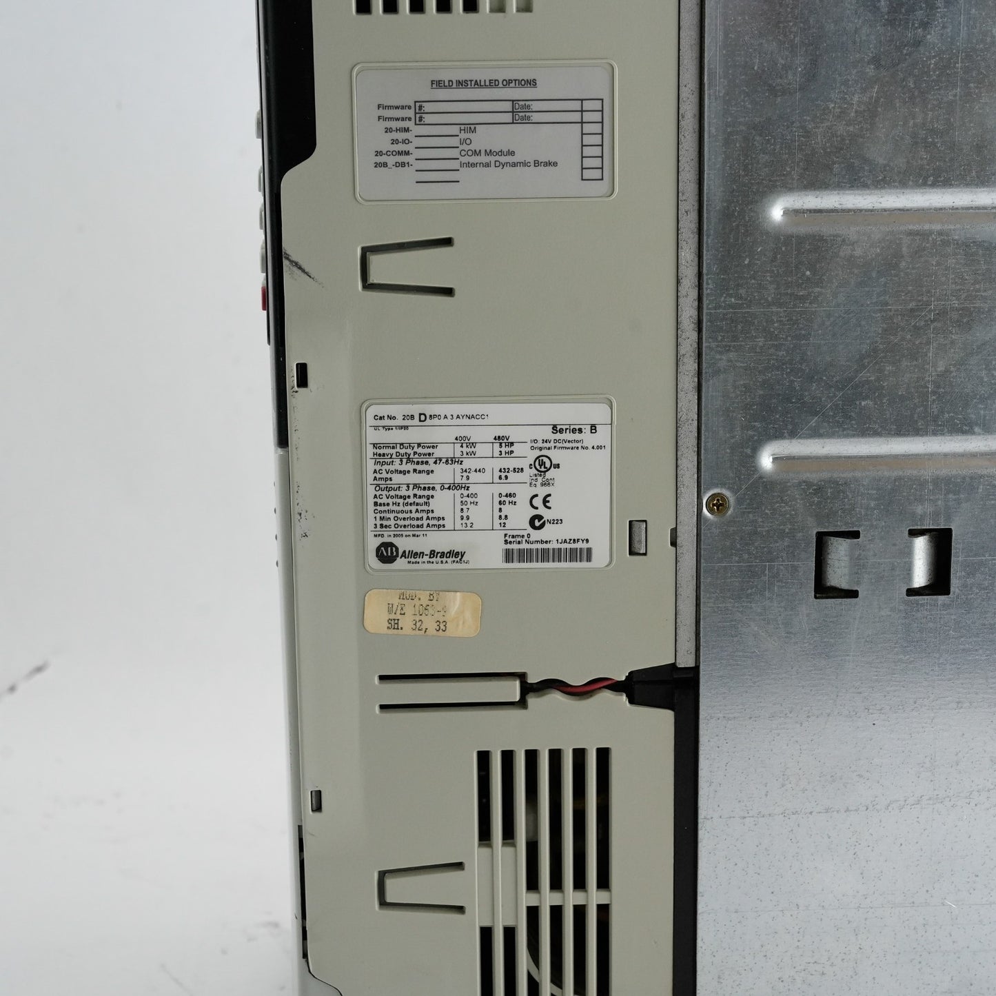 Allen Bradley 20BD8P0A3AYNACC1 /B Powerflex 700 3-Phase AC Drive - Refurbished