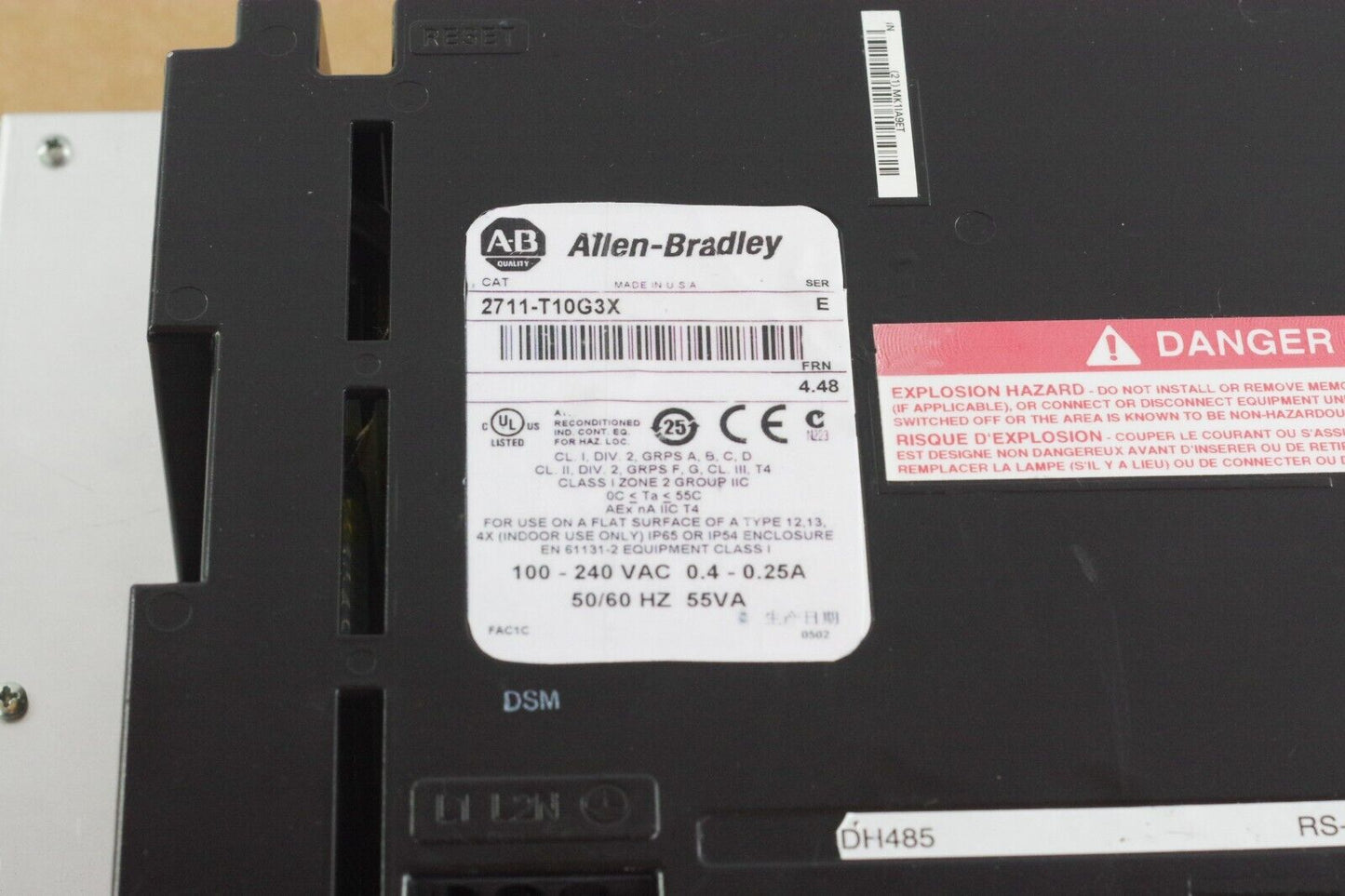 Allen Bradley 2711-T10G3 /E FRN 4.48 PanelView 1000 2711-T10G3X - Refurbished