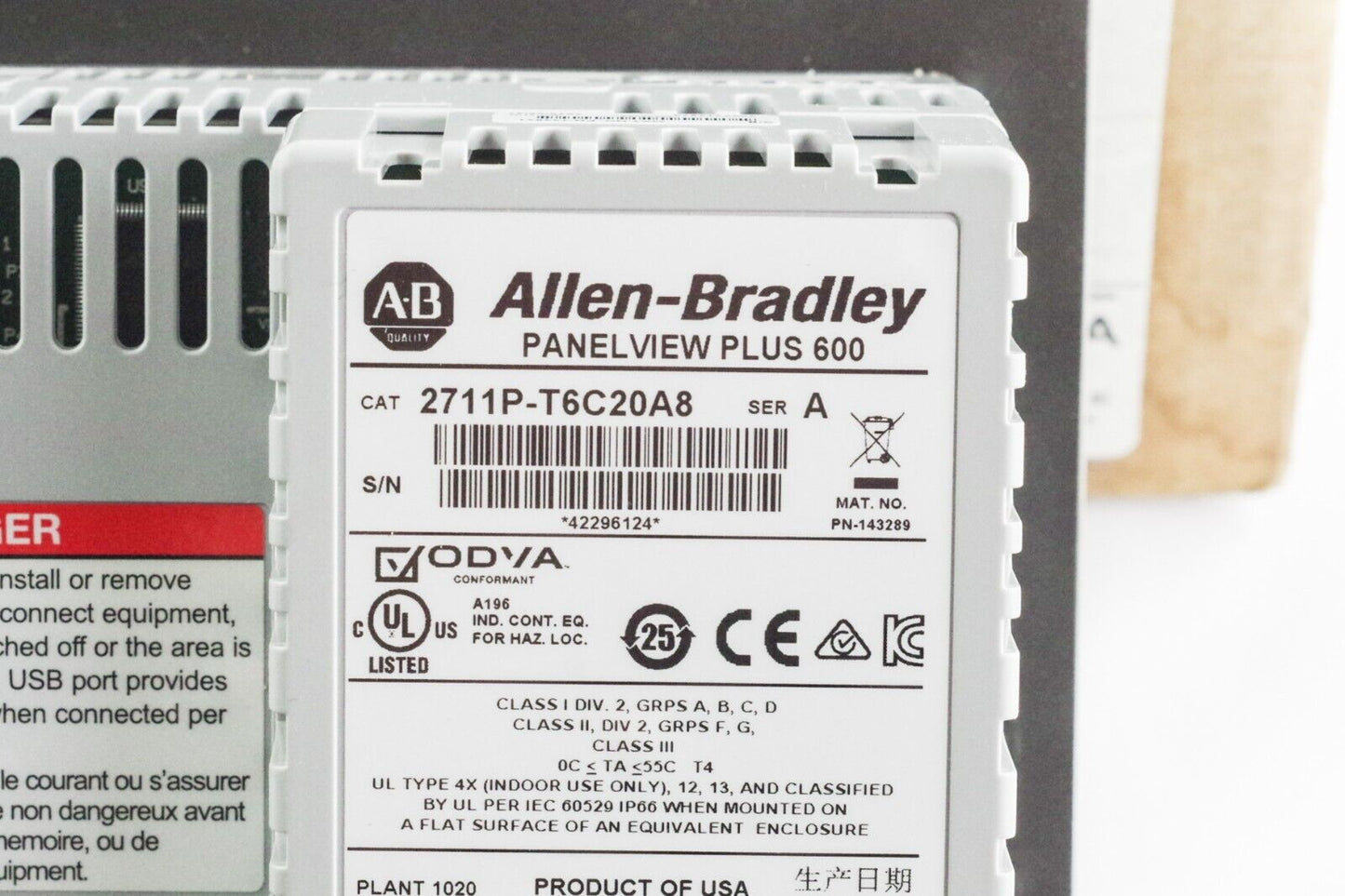 Allen Bradley 2711P-T6C20A8 Ser A Panelview Plus 600 Terminal - Open Box