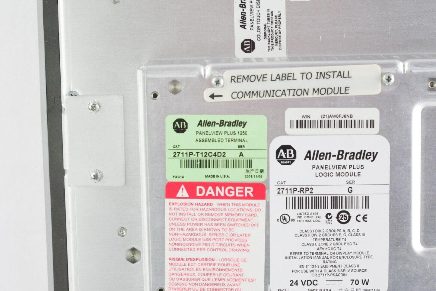 Allen Bradley 2711P-T12C4D2 Ser A PanelView Plus 1250 2711P-RP2 /G 2711p-RDT12C