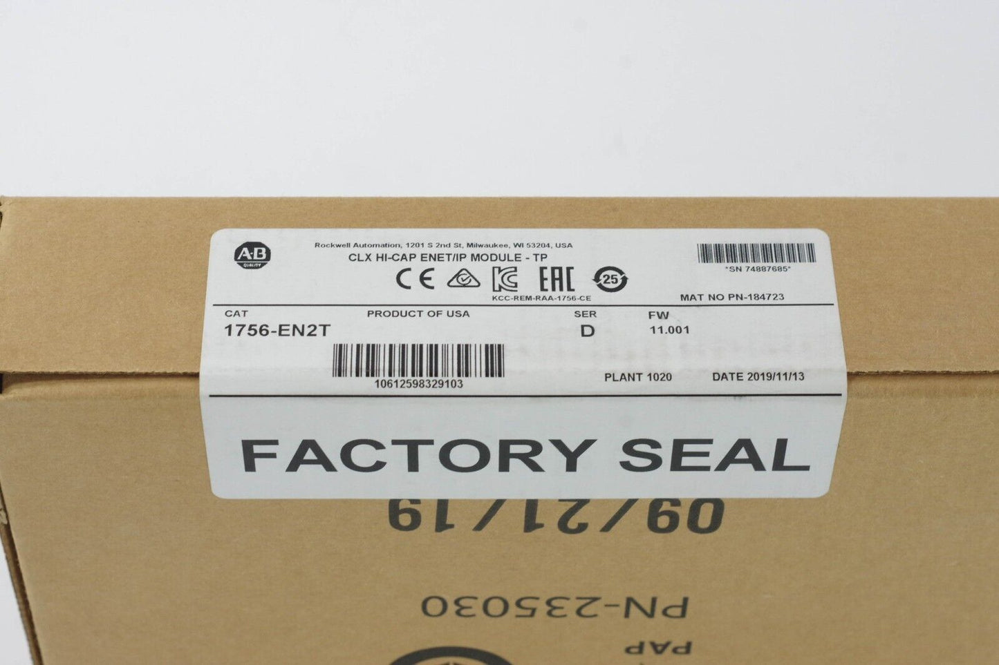 2019 Allen Bradley 1756-EN2T /D EtherNet/IP Module - New Surplus (Sealed)