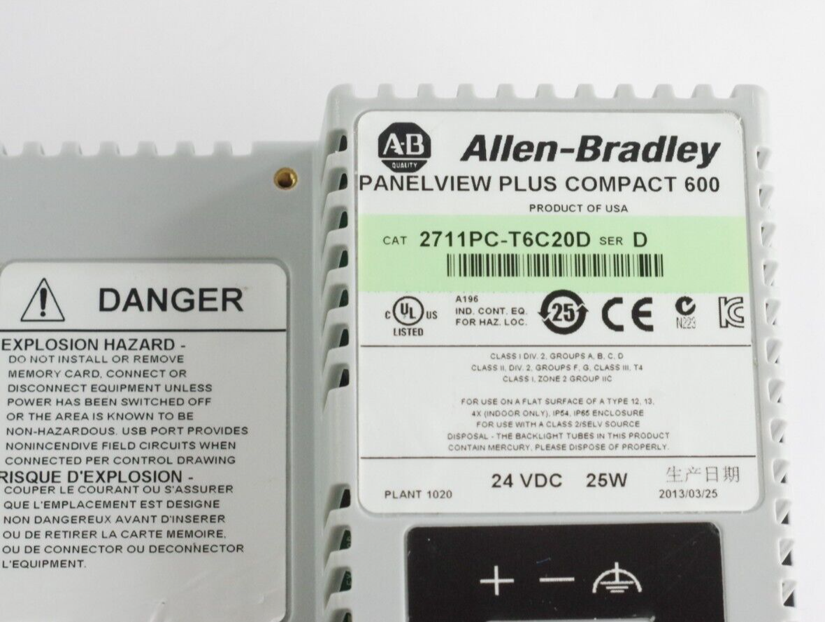 Allen Bradley 2711PC-T6C20D Ser D Panelview Plus Compact 600 - Refurbished
