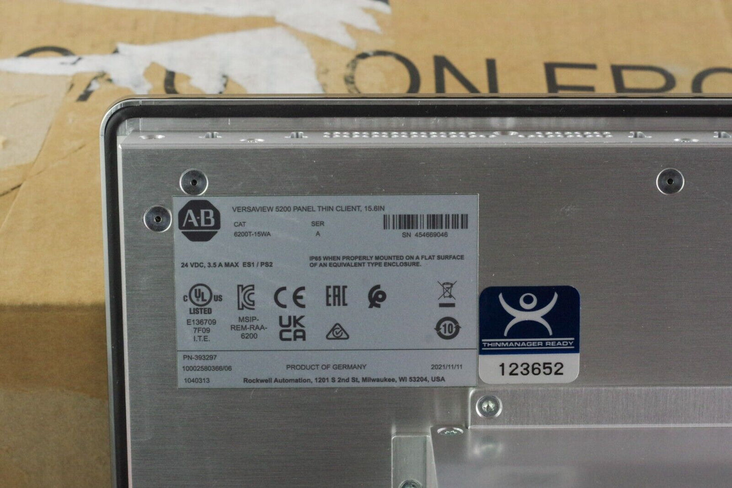 2021 Allen Bradley 6200T-15WA Ser A VersaView 5200 Panel Thin Client Screen