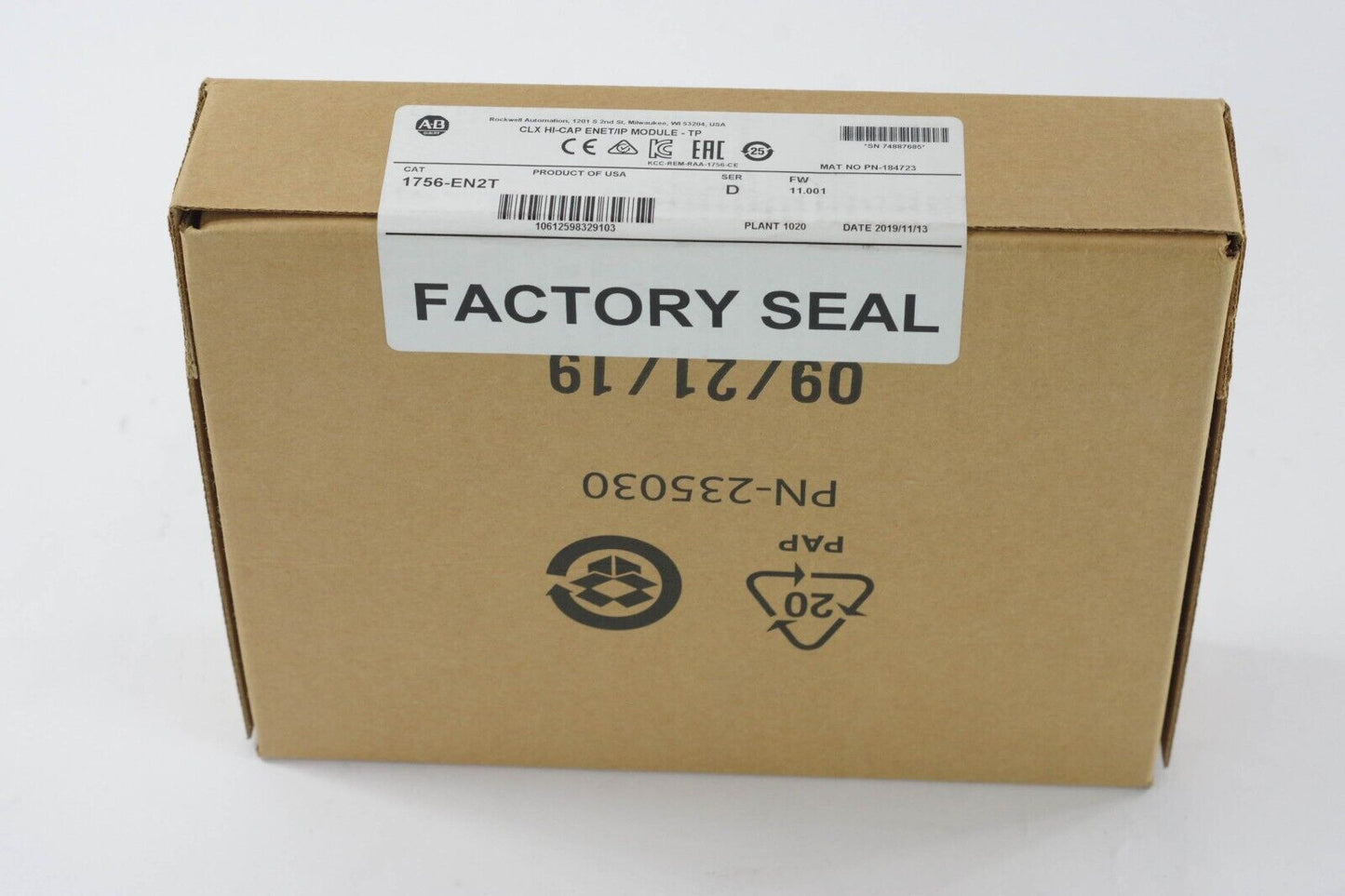 2019 Allen Bradley 1756-EN2T /D EtherNet/IP Module - New Surplus (Sealed)