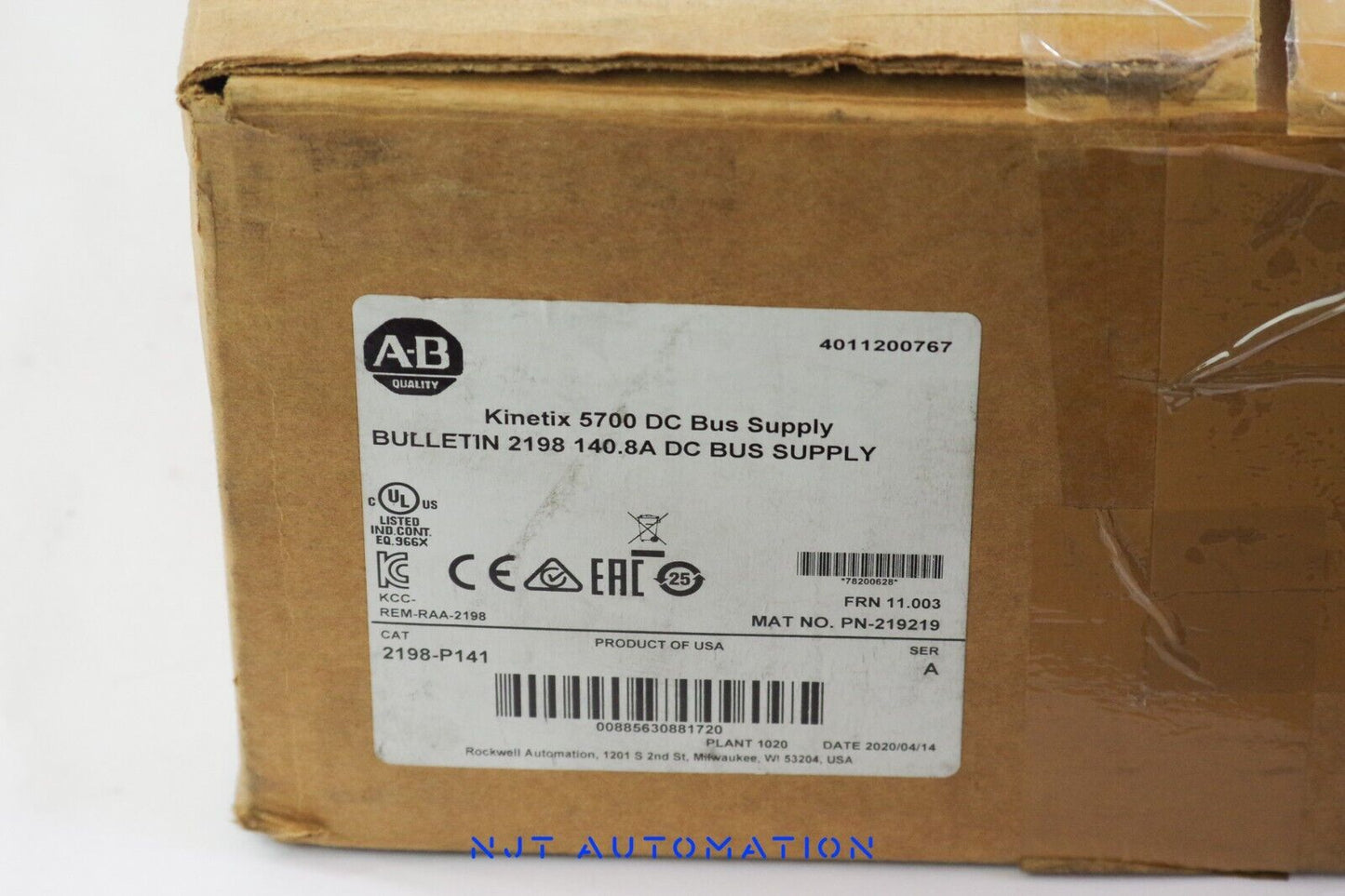2020 Allen Bradley 2198-P141 Ser A Kinetix 5700 31kW DC Bus Power Supply - Open