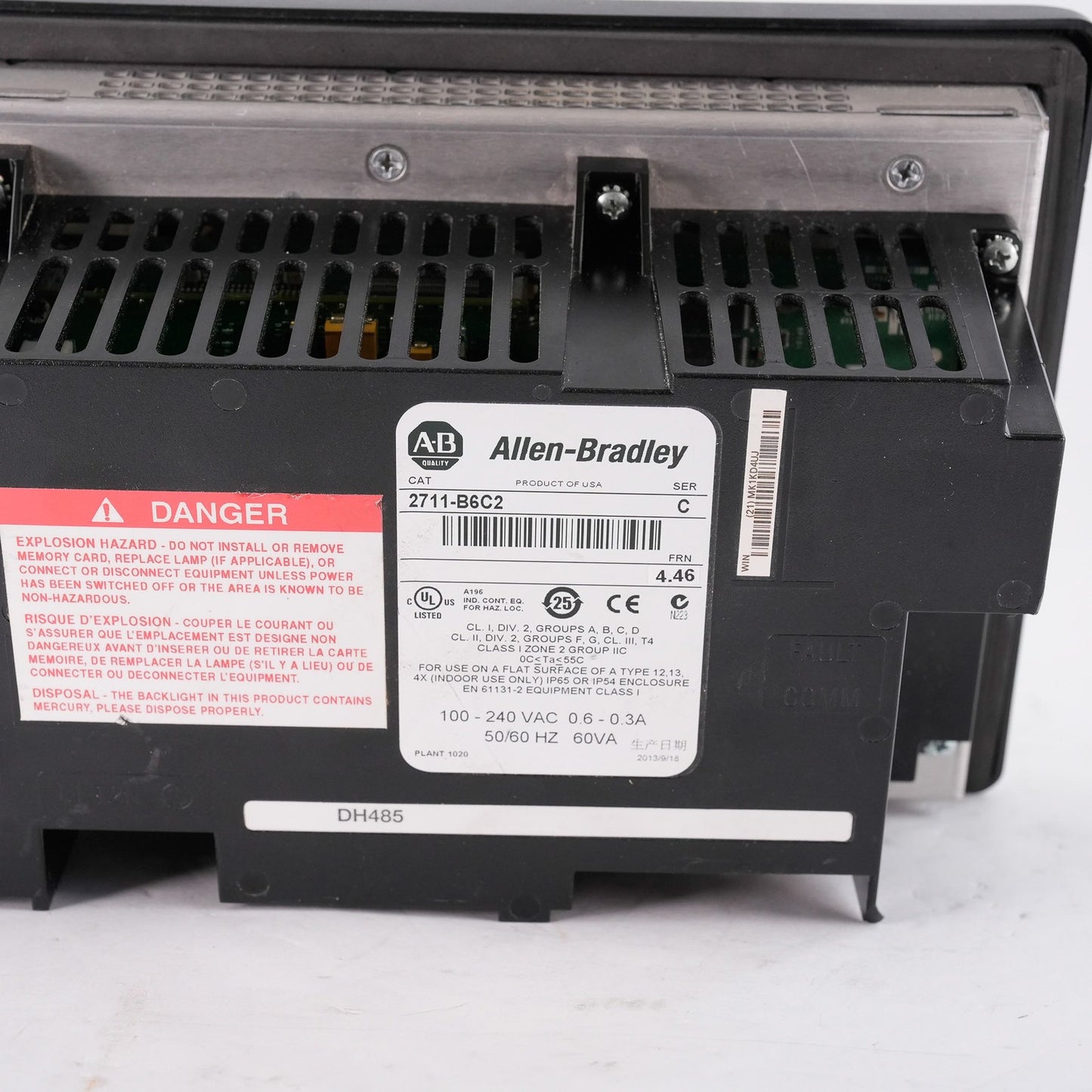 Allen Bradley 2711-B6C2 /C FRN 4.46 PanelView 600 HMI Display 2711B6C2