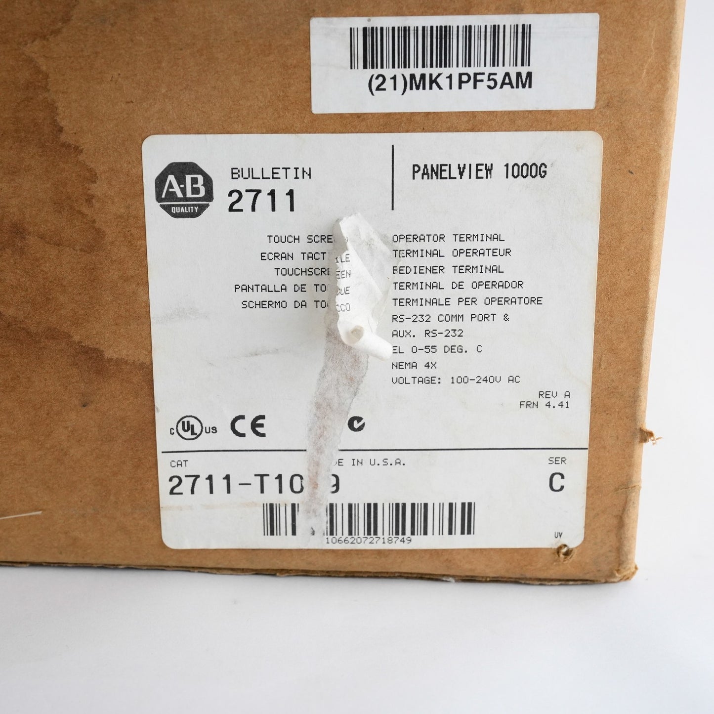 Allen Bradley 2711-T10G9 /C Rev A FRN 4.41 Panelview 1000 Terminal - Open Box