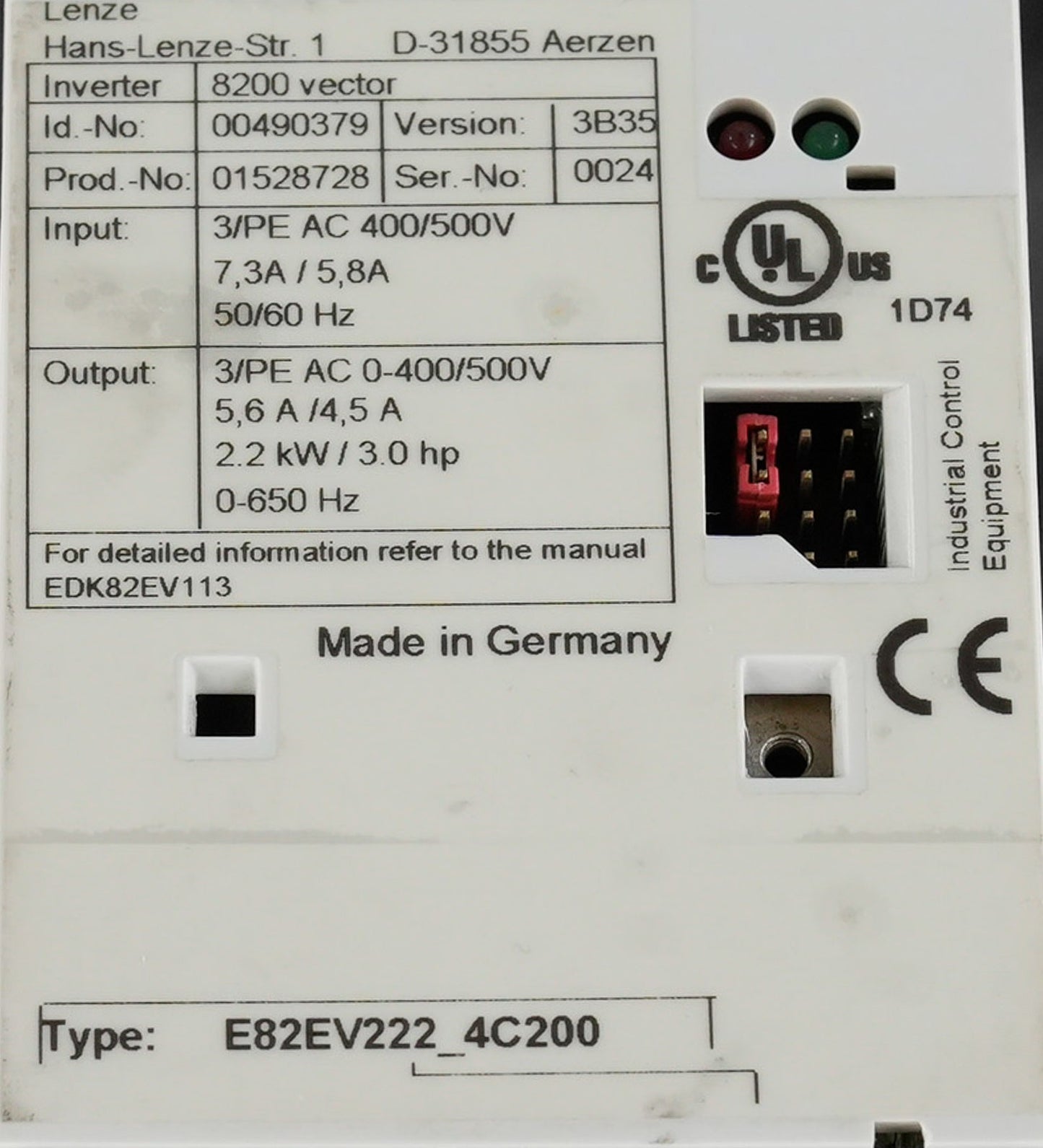 Lenze E82EV222_4C200 8200 Vector AC Drive 400/500V E82EV2224C200 Inverter