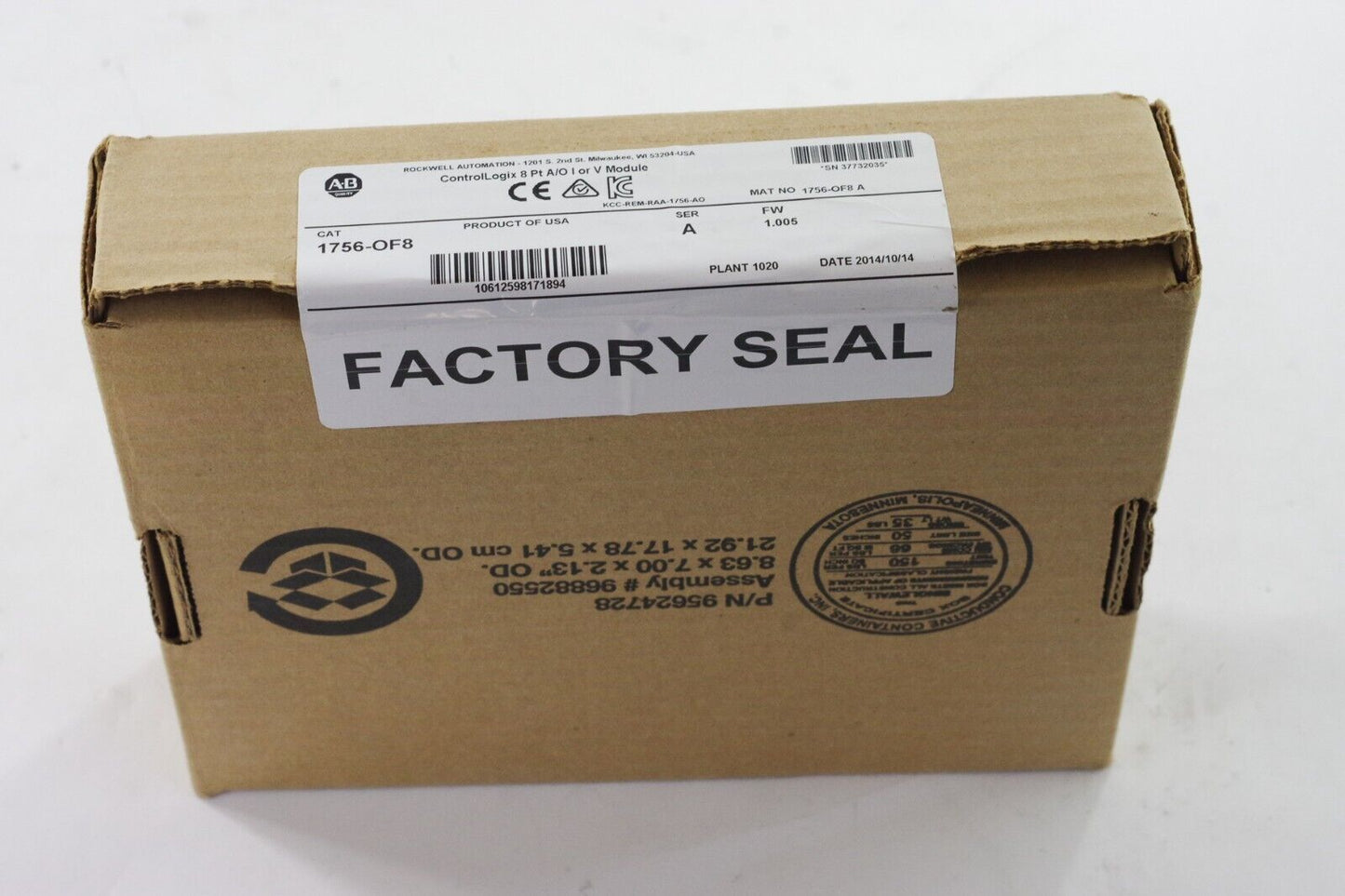 Allen-Bradley 1756-OF8 Ser A ControlLogix PLC Output Module - Surplus New Sealed