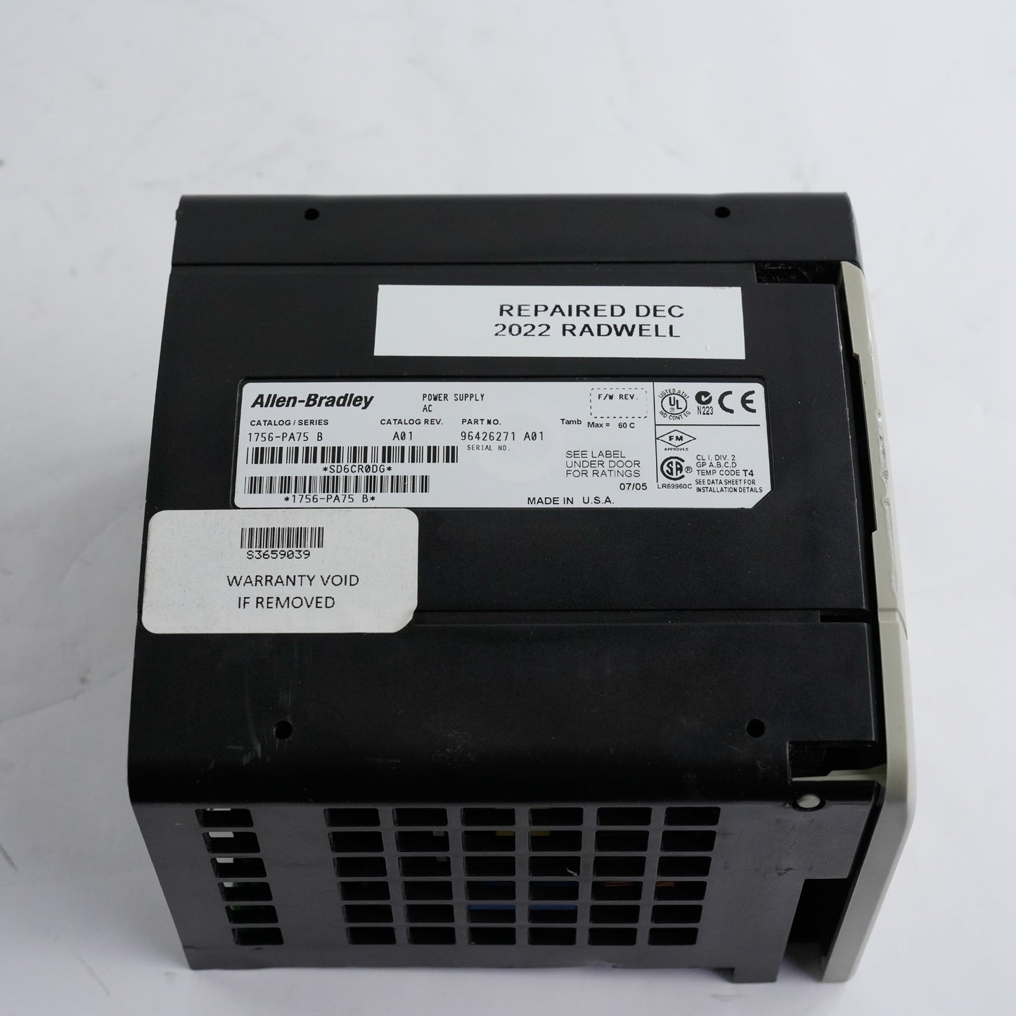 Allen Bradley 1756-PA75 /B Controllogix AC Power Supply 1756PA75