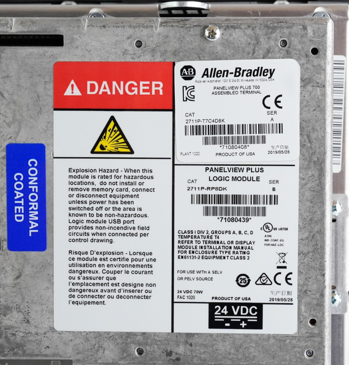 Allen Bradley 2711P-RP8DK /B Panelview Plus Logic Module Conformal Coated