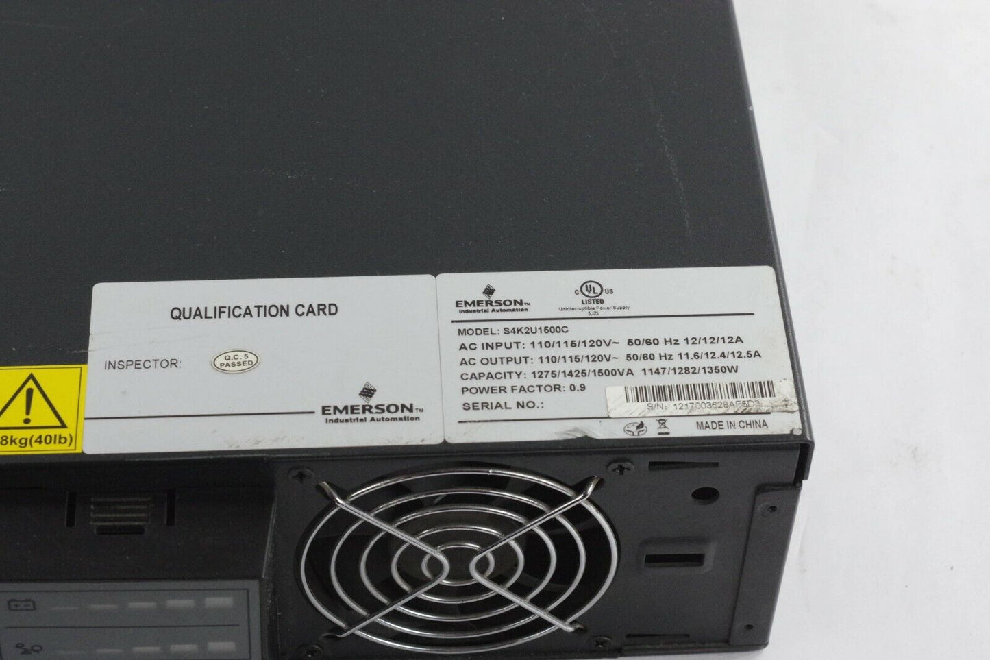 Emerson SolaHD S4K2U1500C UPS ON LINE 1500VA 120V 3G - No Batteries