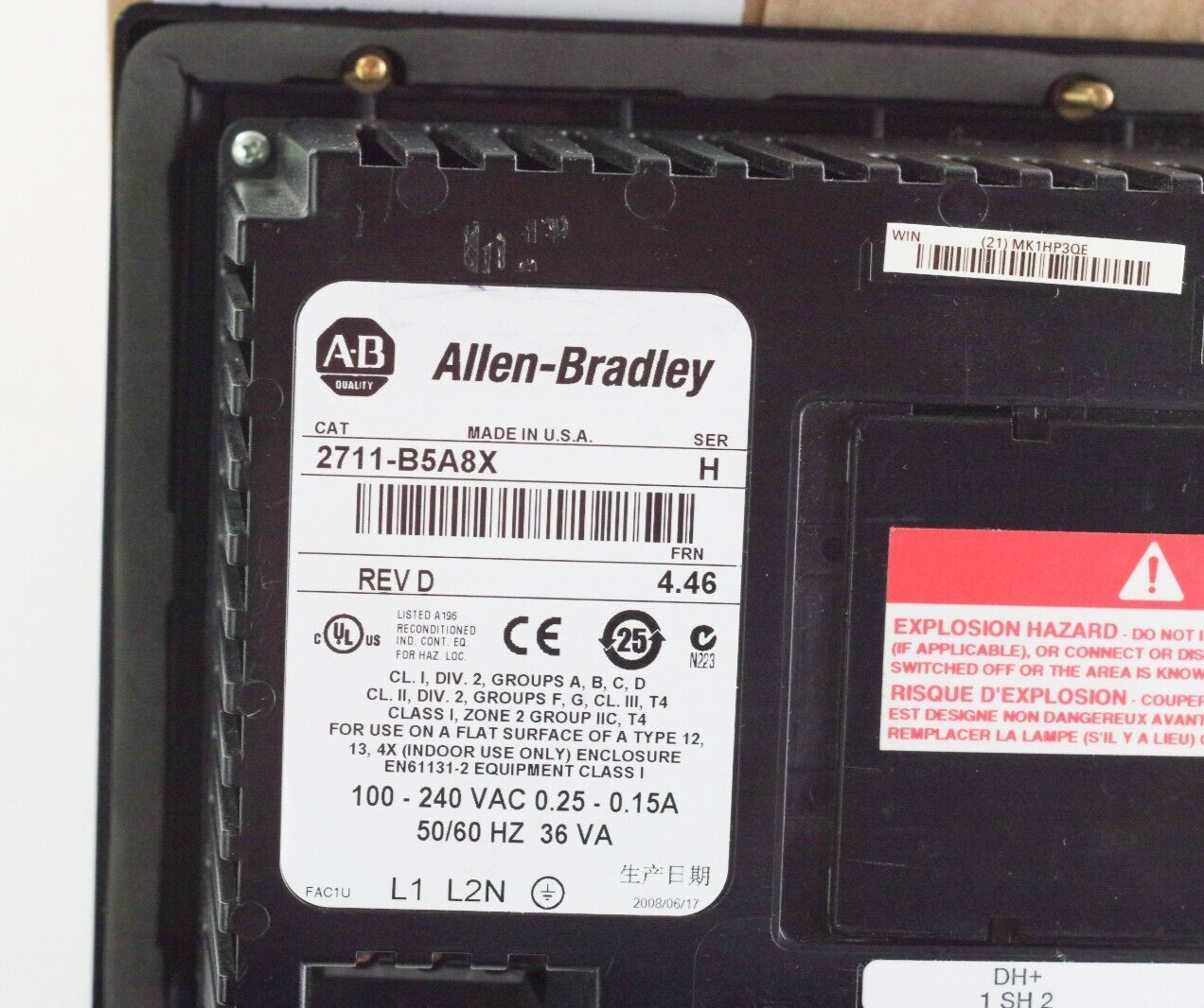 Allen Bradley 2711-B5A8X Ser H Rev D FRN 4.46 Panelview 550 - Refurbished