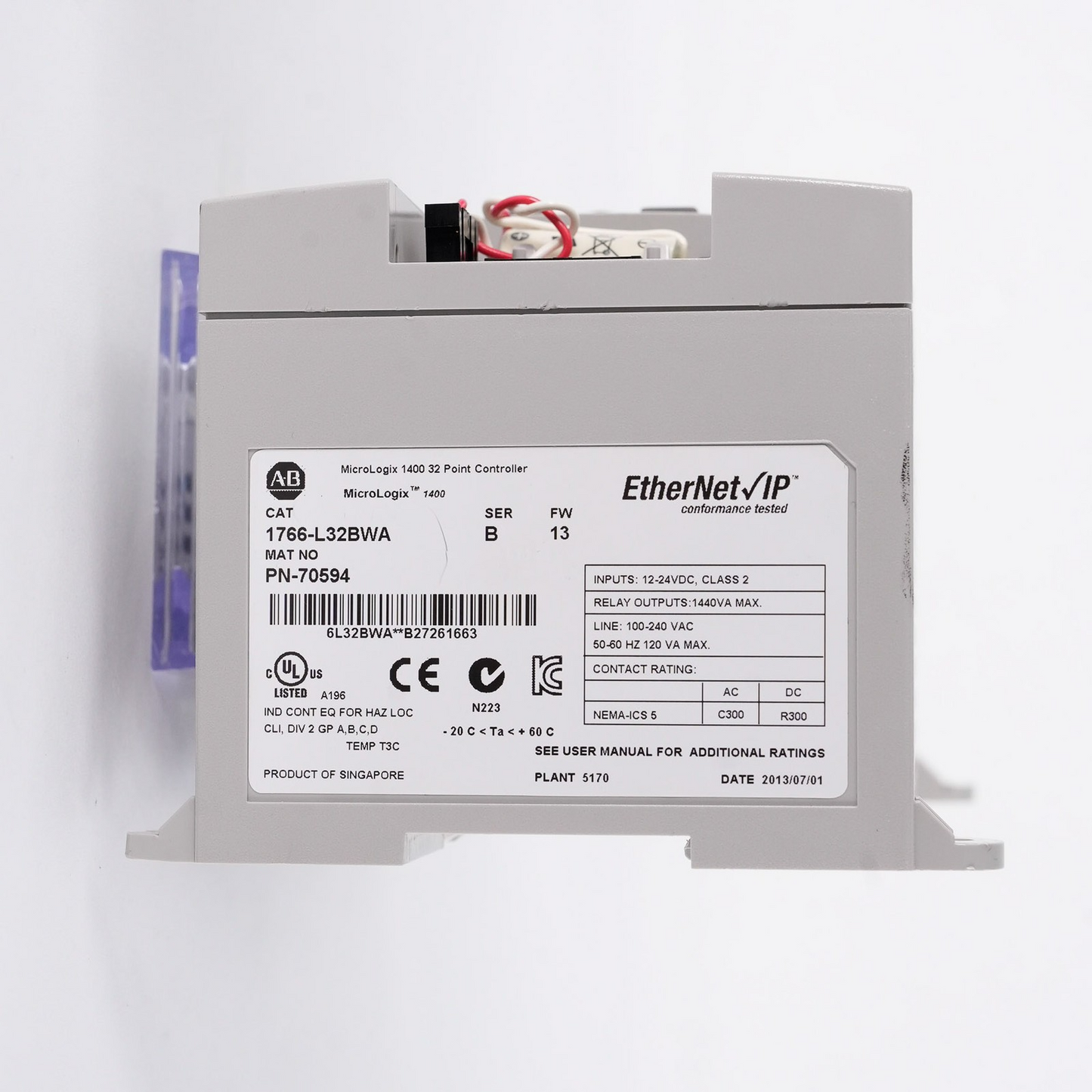 Allen Bradley 1766-L32BWA /B MicroLogix 1400 32-Pt PLC Controller 1766L32BWA