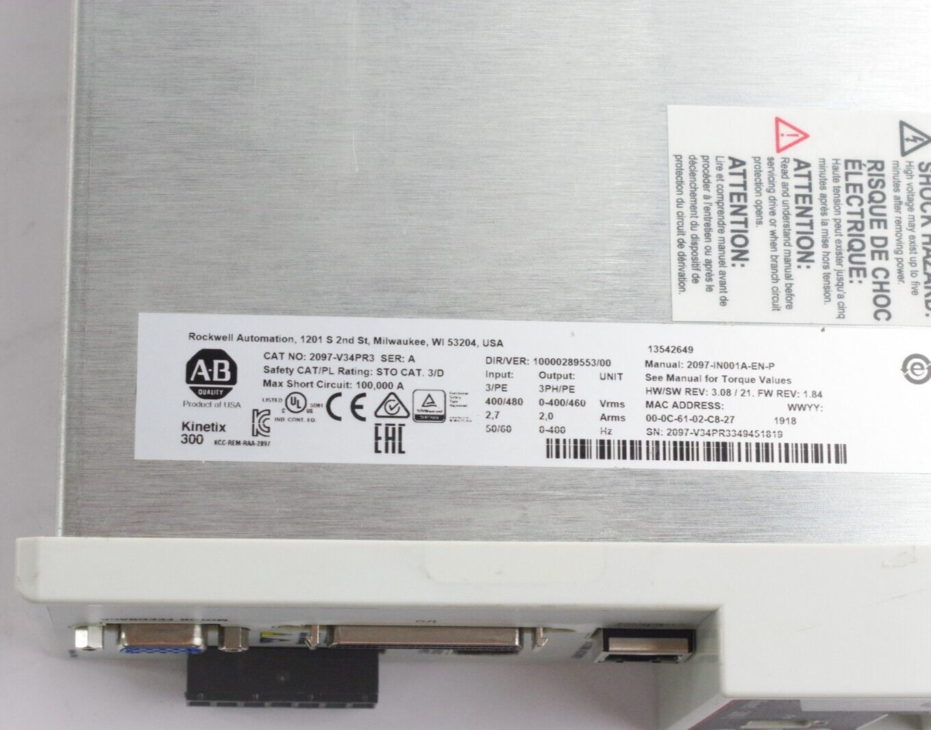 Allen Bradley 2097-V34PR3 Ser A Kinetix 300 AC Servo Drive 3-Phase - Refurbished