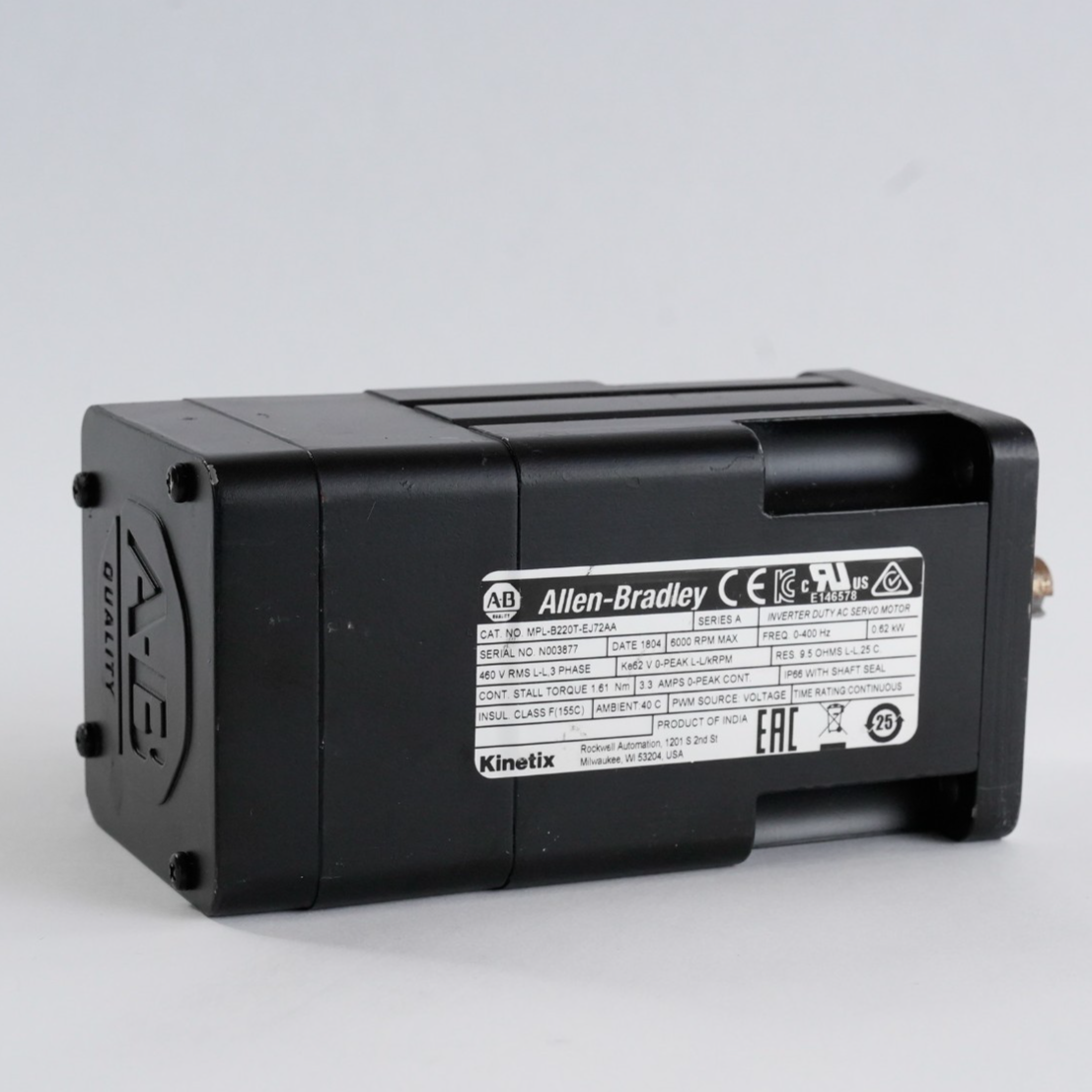 Allen Bradley MPL-B220T-EJ72AA /A Inverter Duty AC Servo Motor 6000RPM