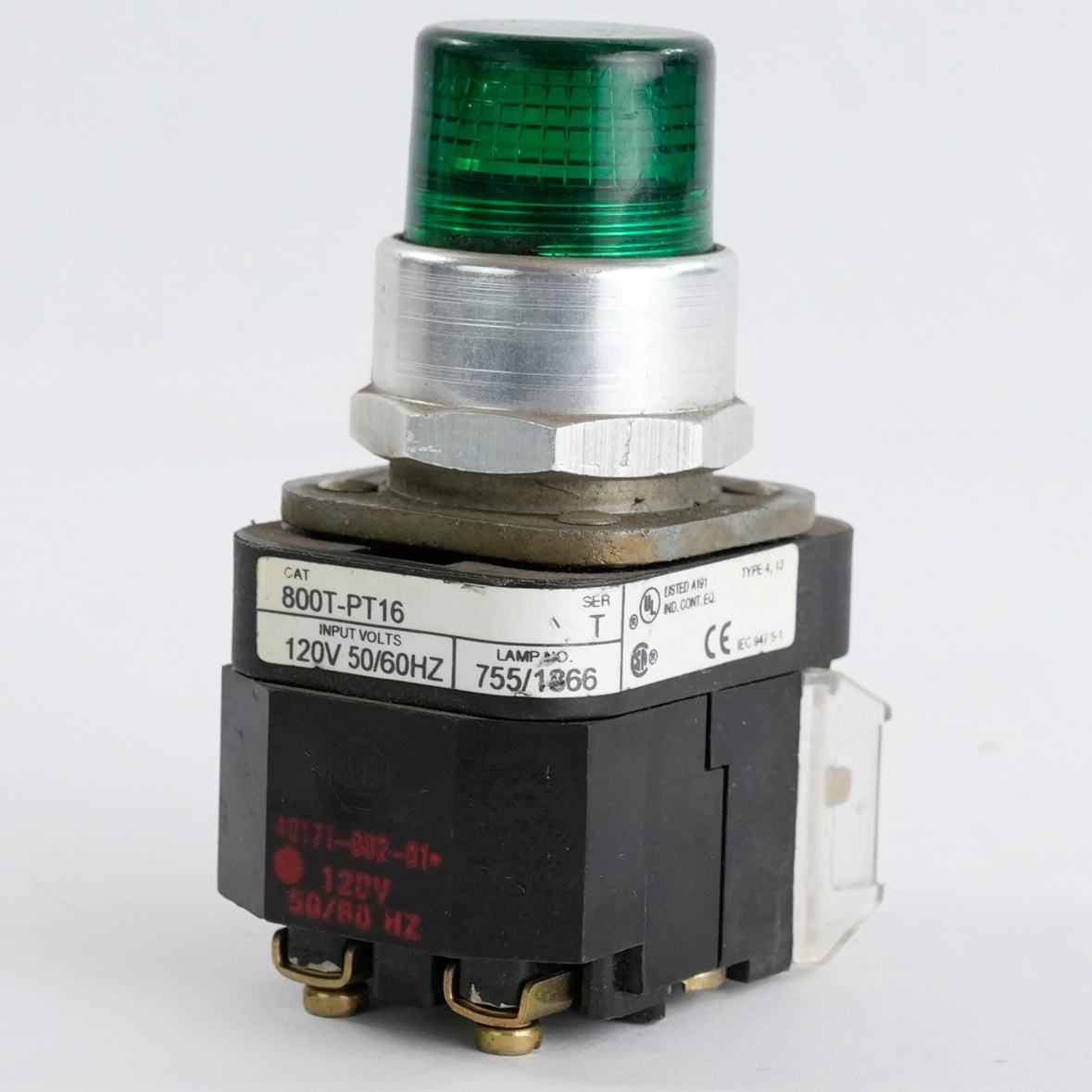 Allen Bradley 800T-PT16 /T Green Pushbutton Pilot Light 120V 800TPT16