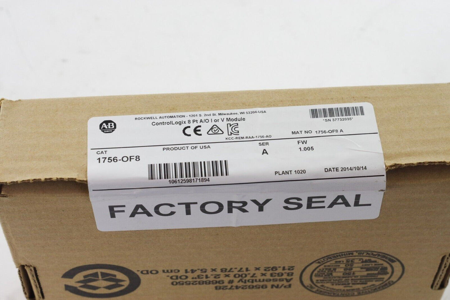 Allen-Bradley 1756-OF8 Ser A ControlLogix PLC Output Module - Surplus New Sealed