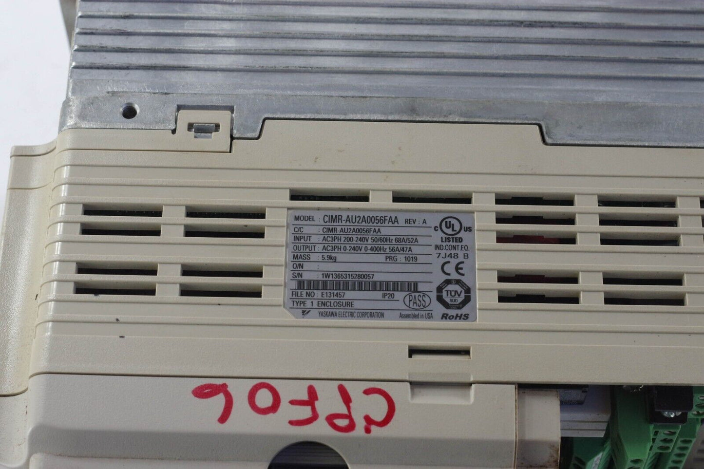 Yaskawa CIMR-AU2A0056FAA AC Drive A1000 Series - Untested / Unknown